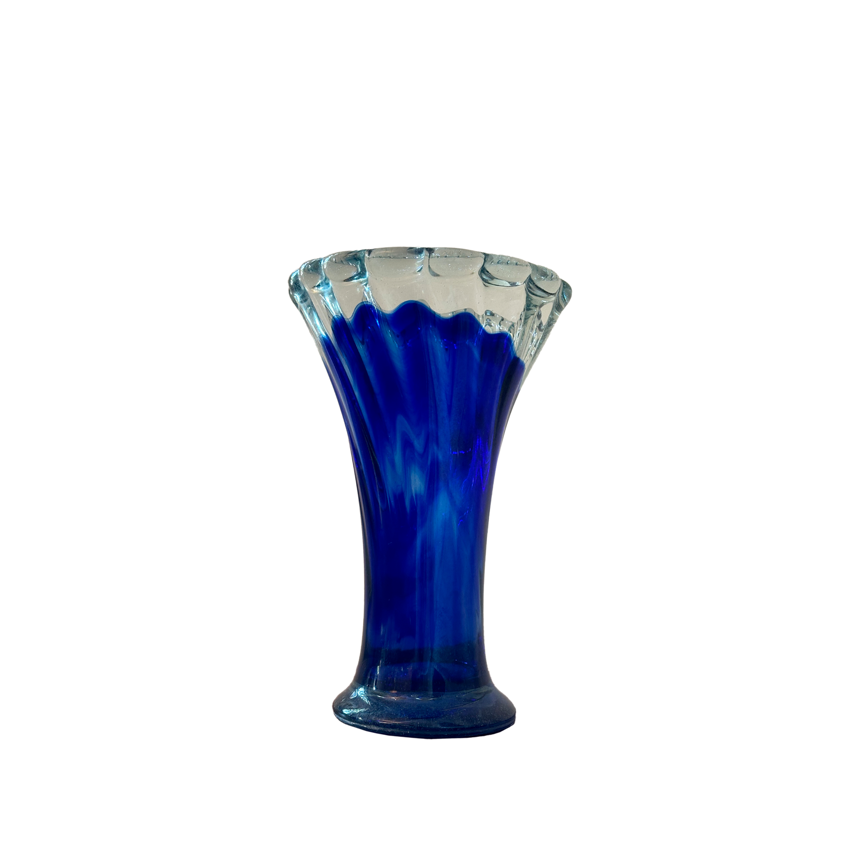 Blue Carnival Glass Flower Vase, Puebla