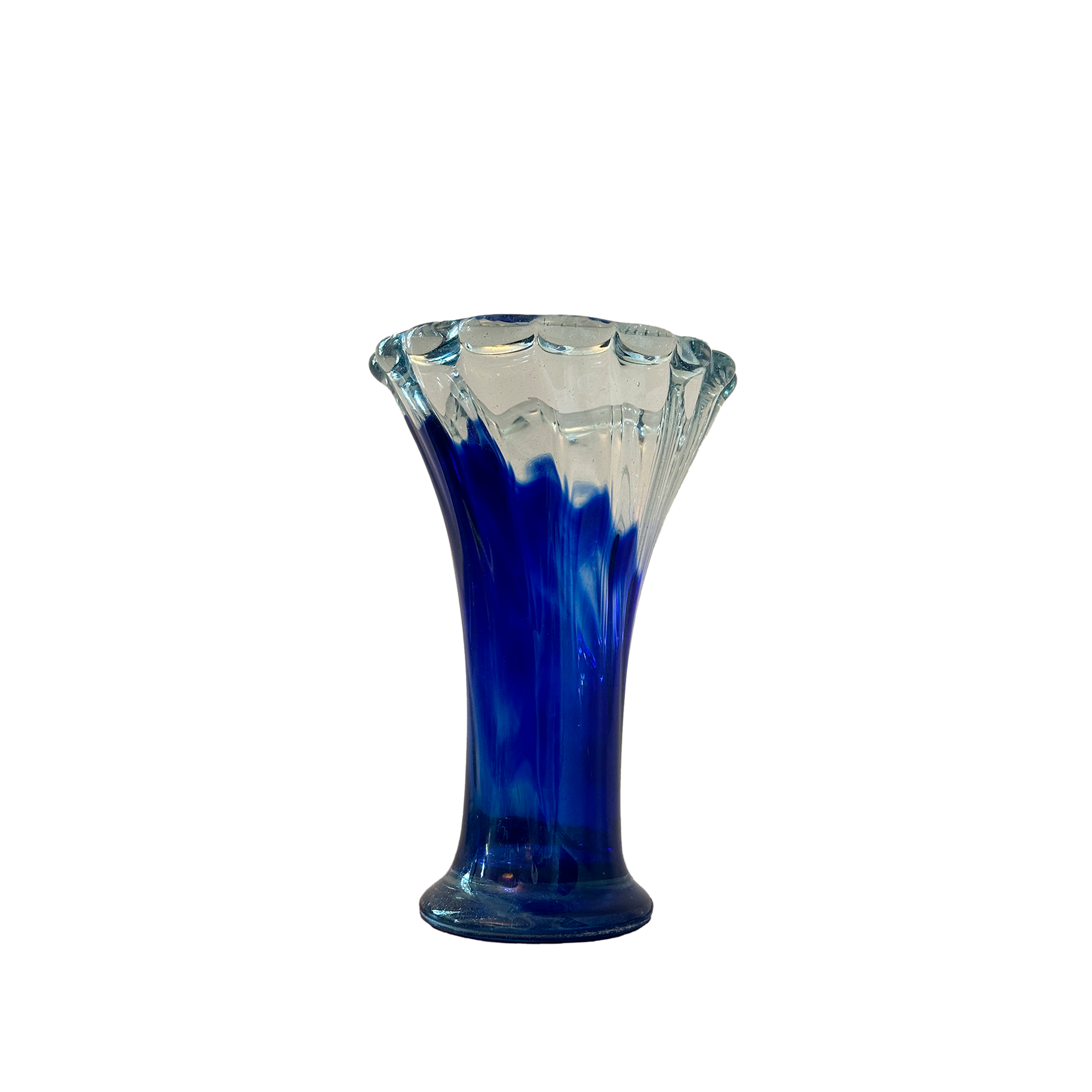 Blue Carnival Glass Flower Vase, Puebla