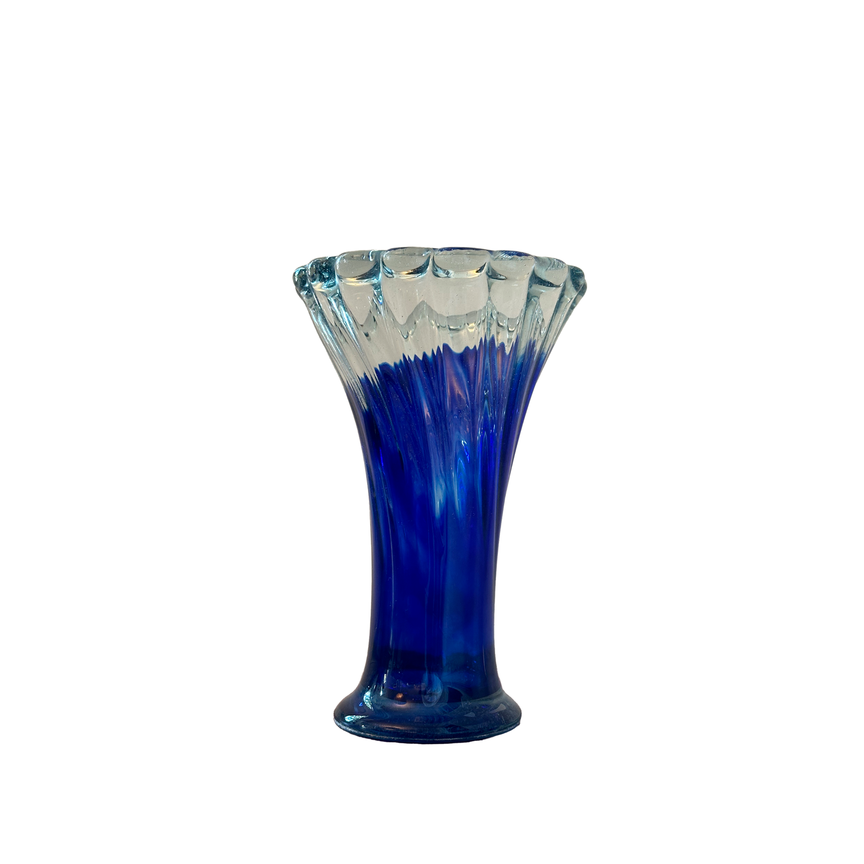 Blue Carnival Glass Flower Vase, Puebla