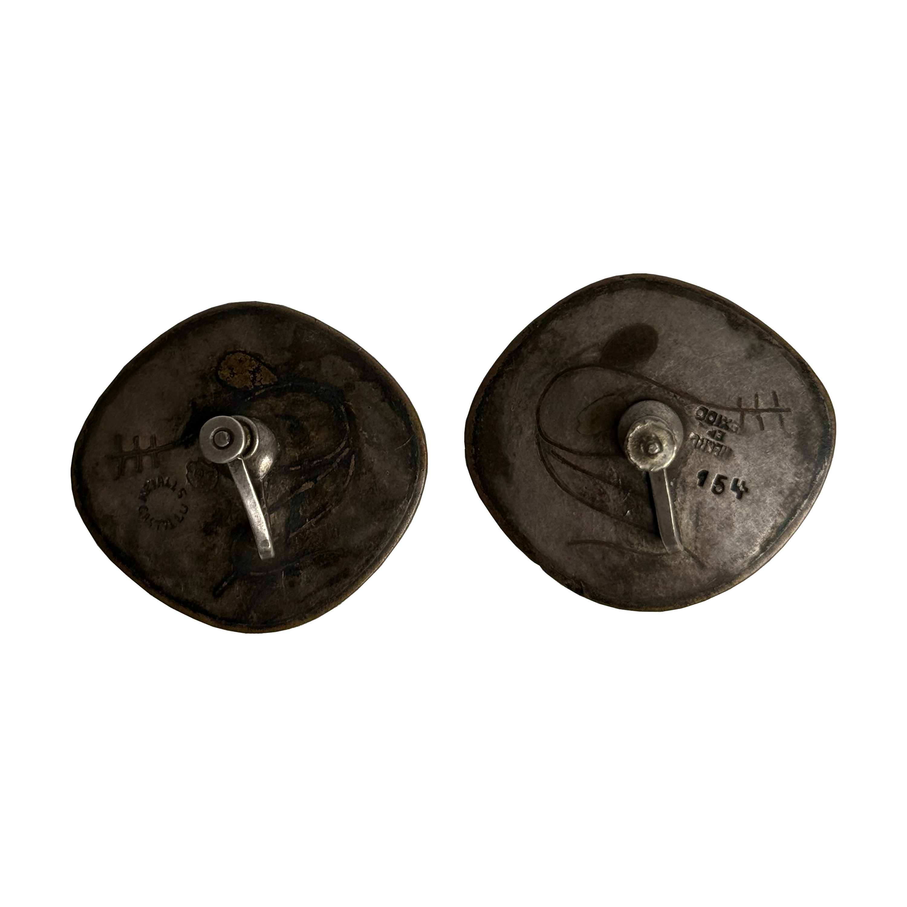 Los Castillos Taxco Silver Earrings, c 1950