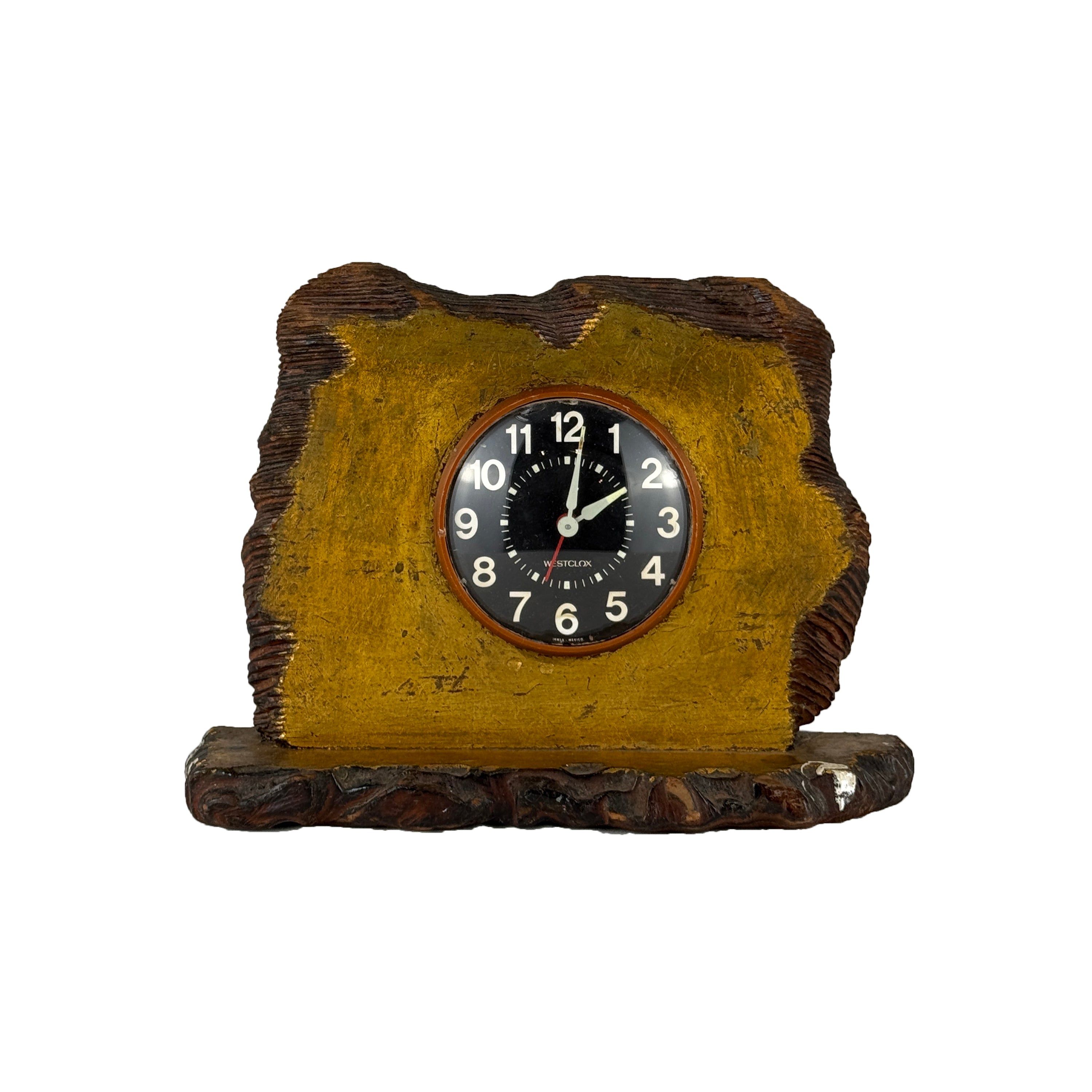 Wooden Mantel Clock with Gold Leaf (Non-Working) c. 1950s