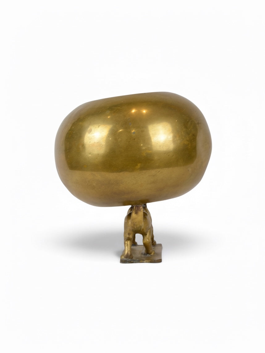 Dog With Golden Brass Bowl
