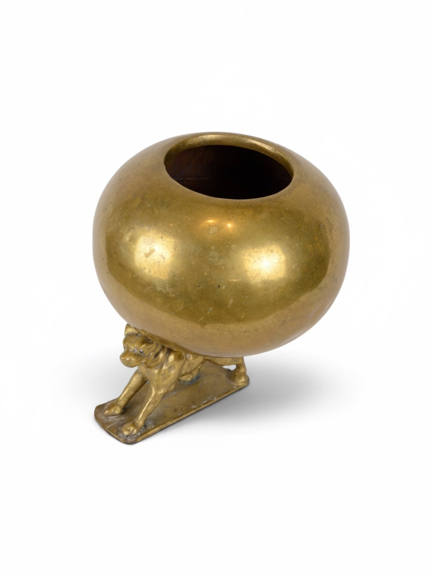 Dog With Golden Brass Bowl