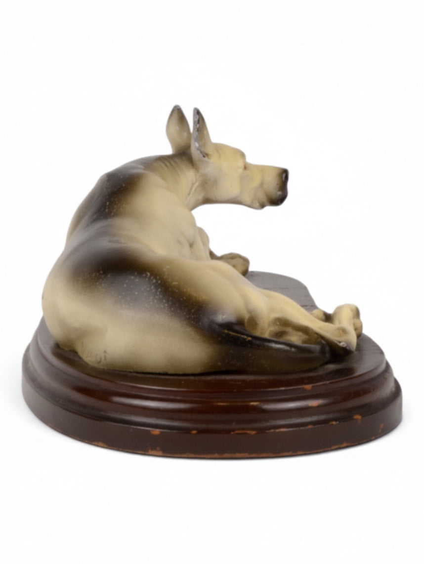 Cast Iron Dog On Wooden Base