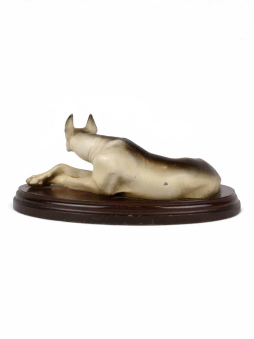 Cast Iron Dog On Wooden Base