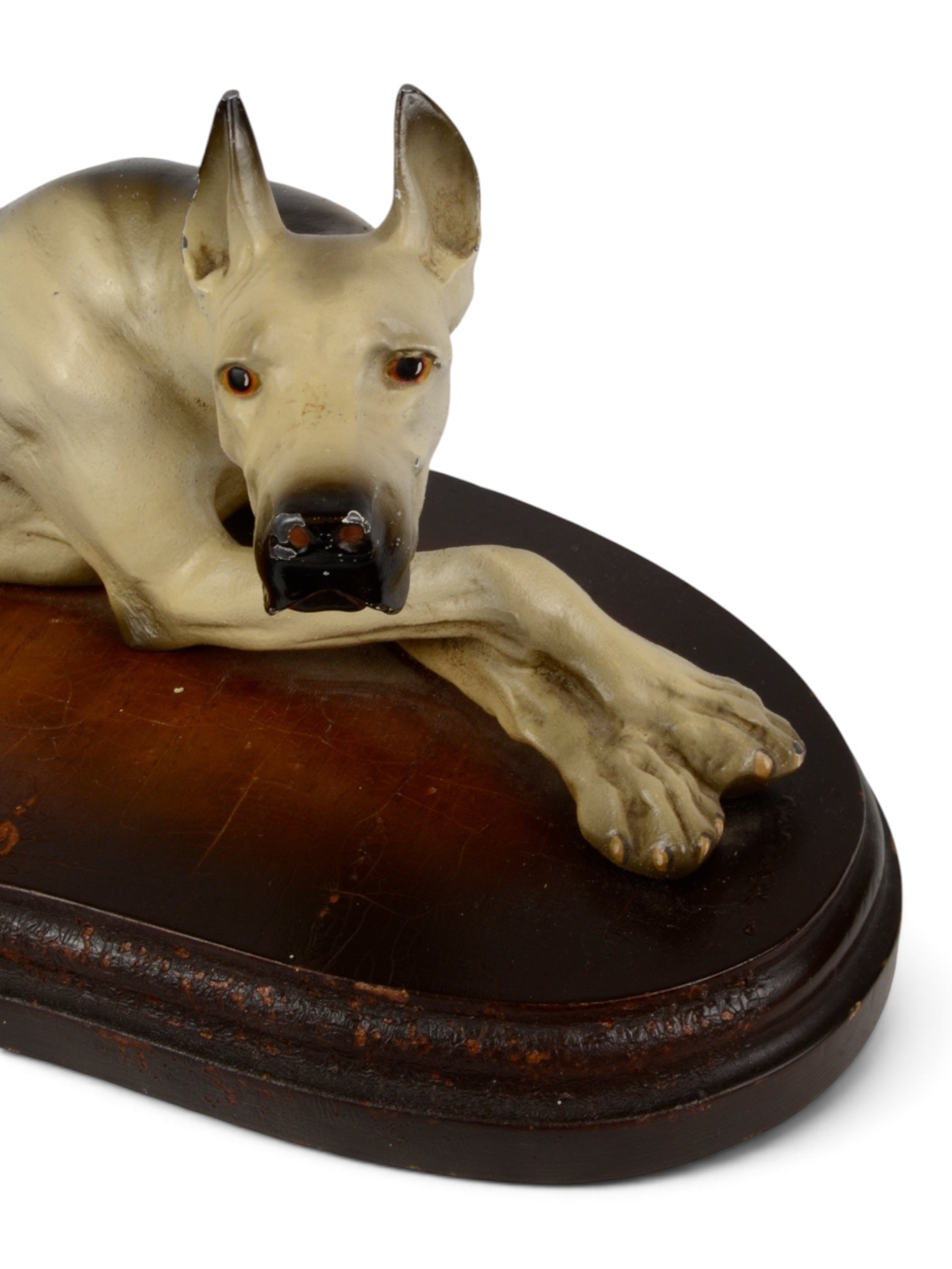 Cast Iron Dog On Wooden Base