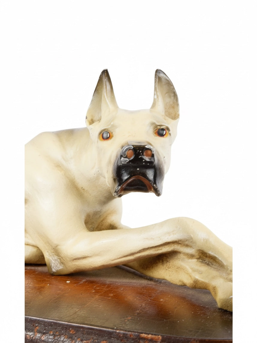 Cast Iron Dog On Wooden Base
