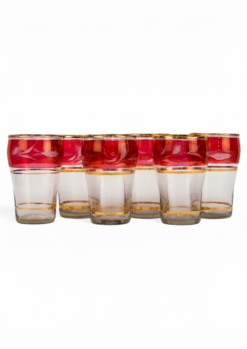 Vintage Ruby Cocktail Glasses (Set of Six)