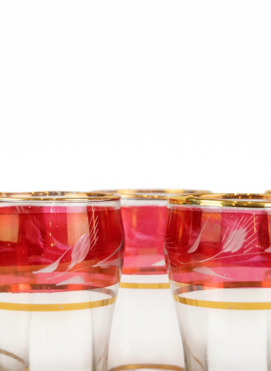 Vintage Ruby Cocktail Glasses (Set of Six)