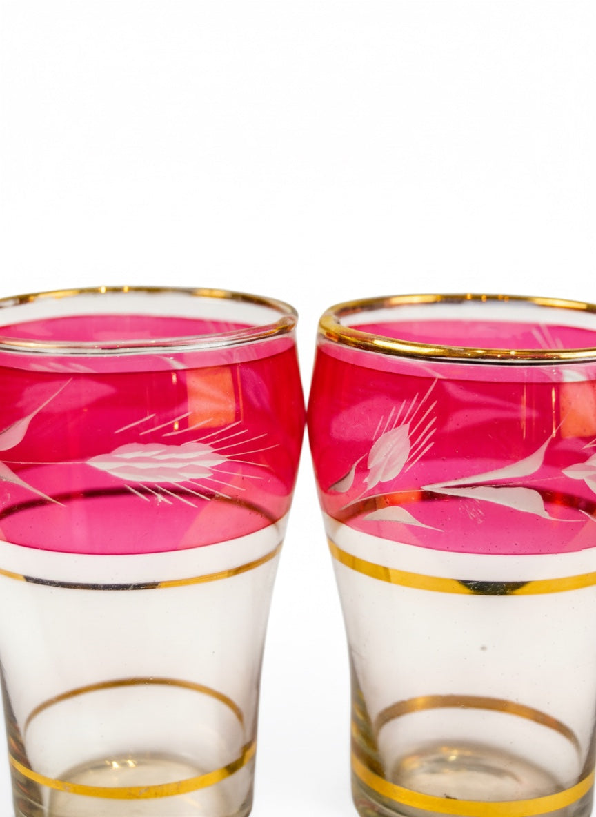 Vintage Ruby Cocktail Glasses (Set of Six)