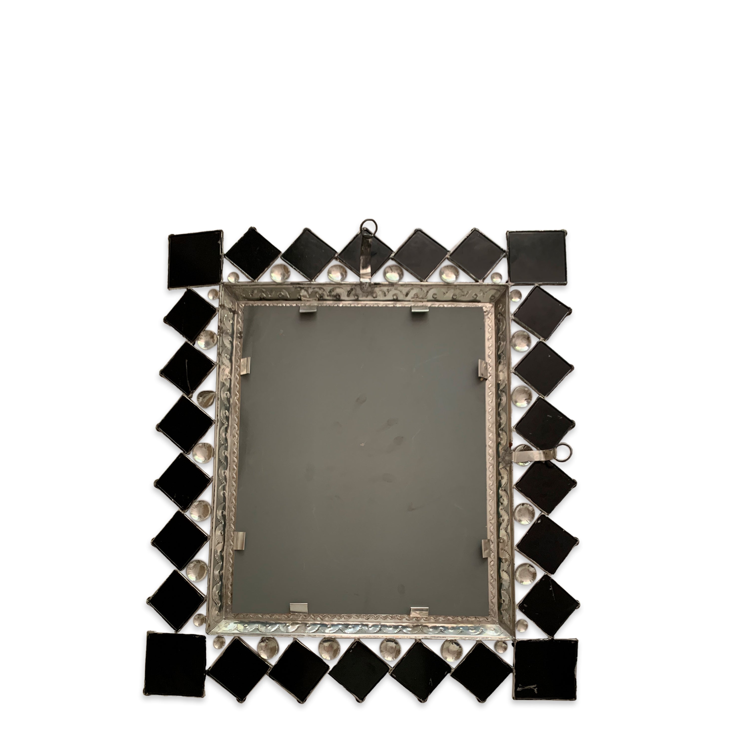 Vintage Black tiled and TIn MIrror.