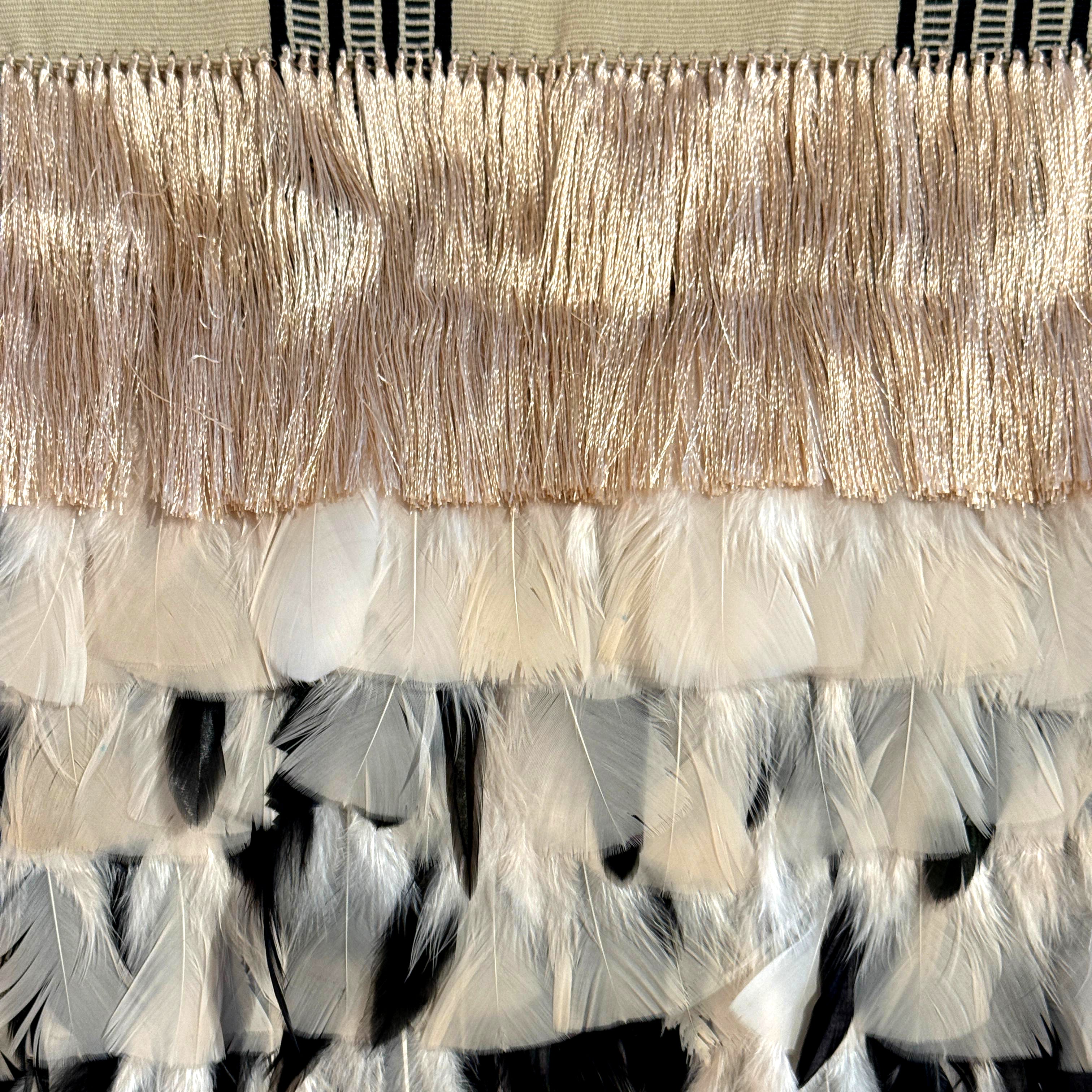 Feather Rebozo — Ivory / Charcoal / Camel