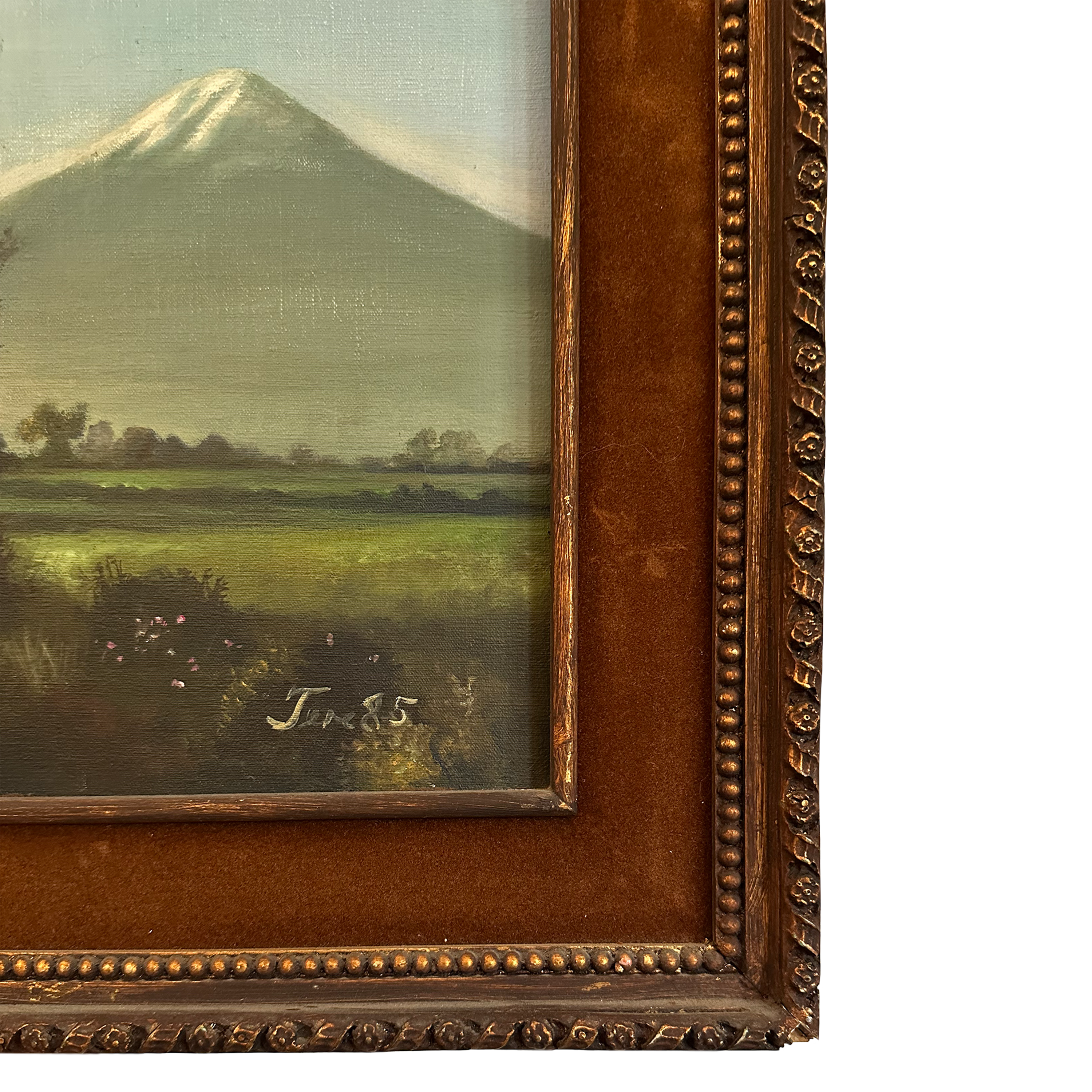 Popocatépl and Ixtaccíhuatl Viewed from Mexico State Oil on Canvas Framed & Signed c. 1980s