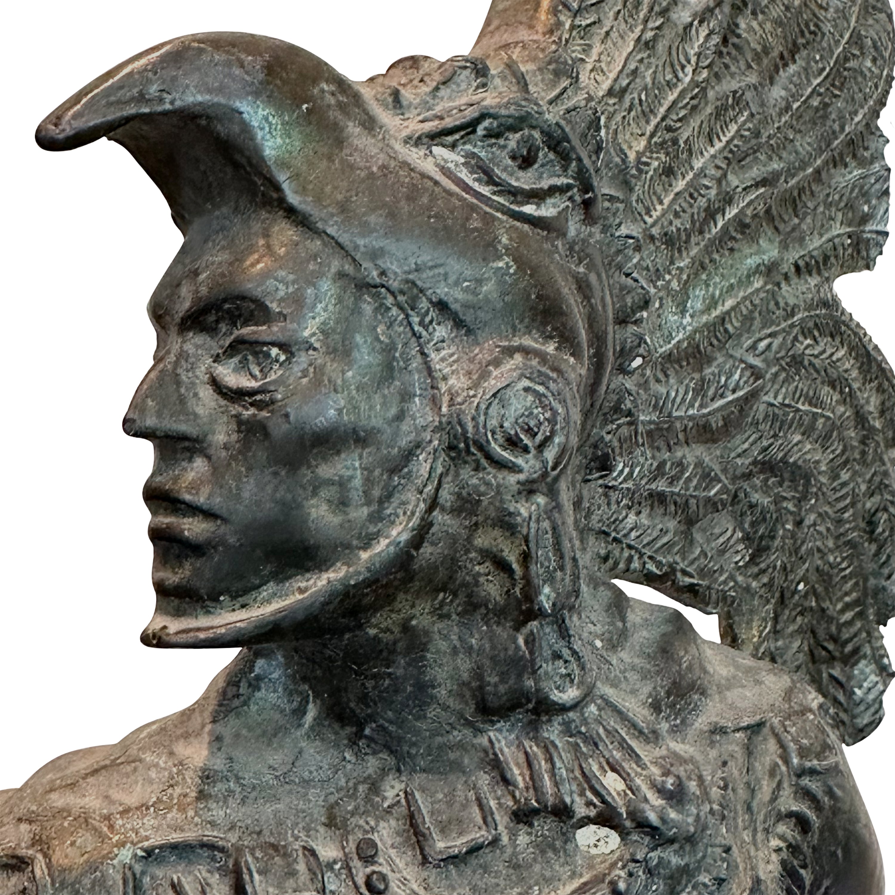 Aztec Bronze Warrior Statue