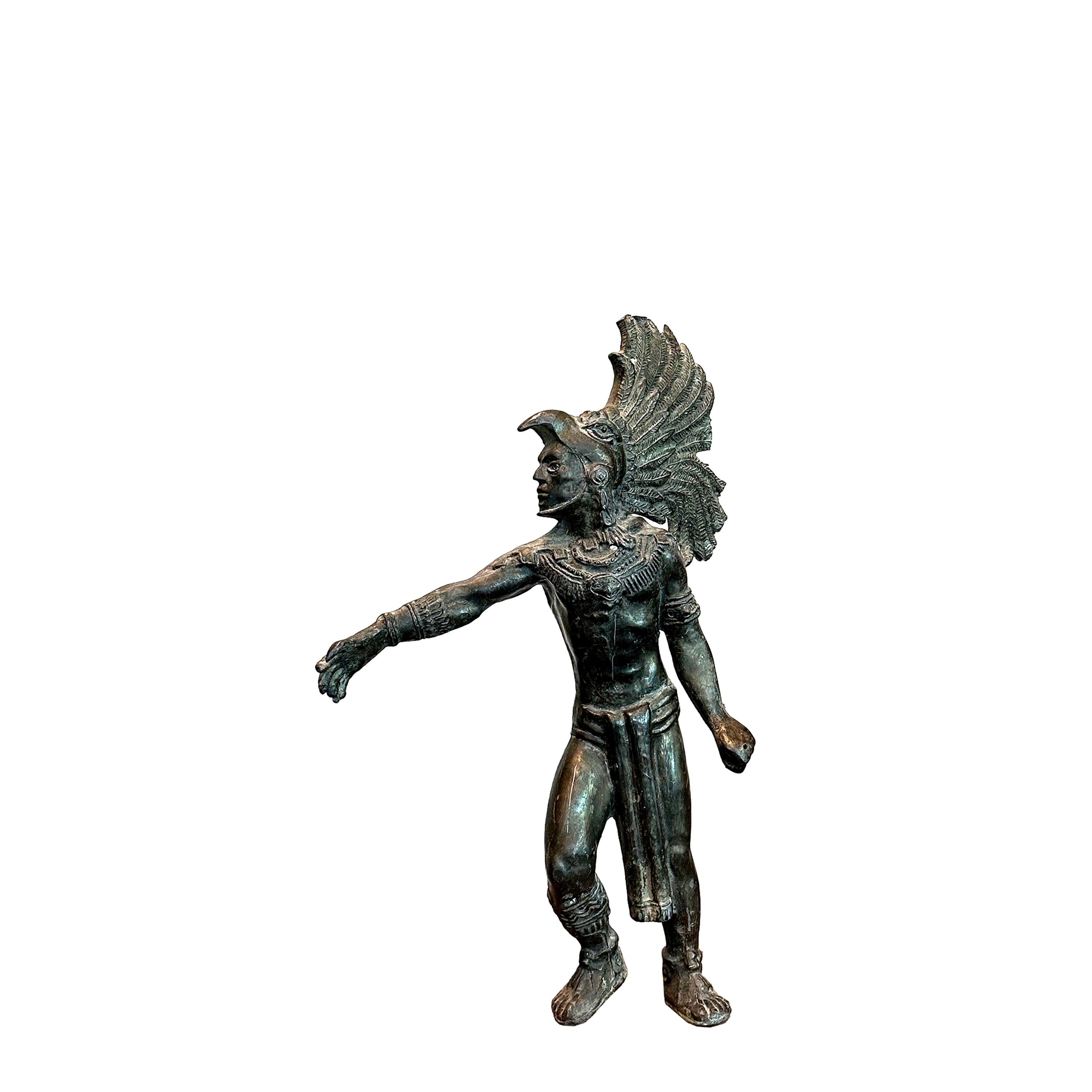 Aztec Bronze Warrior Statue