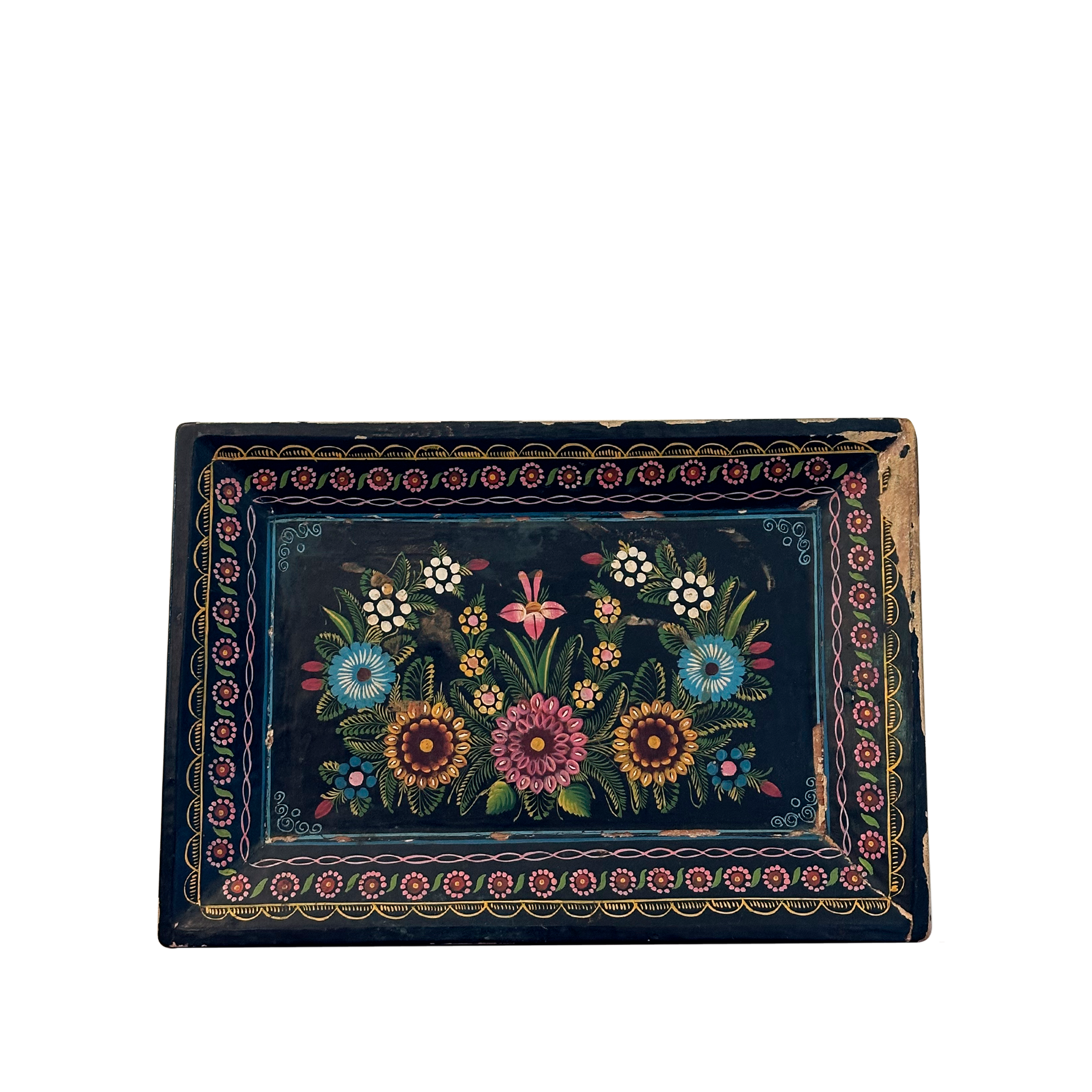 Vintage Olinalá Hand Painted Tray