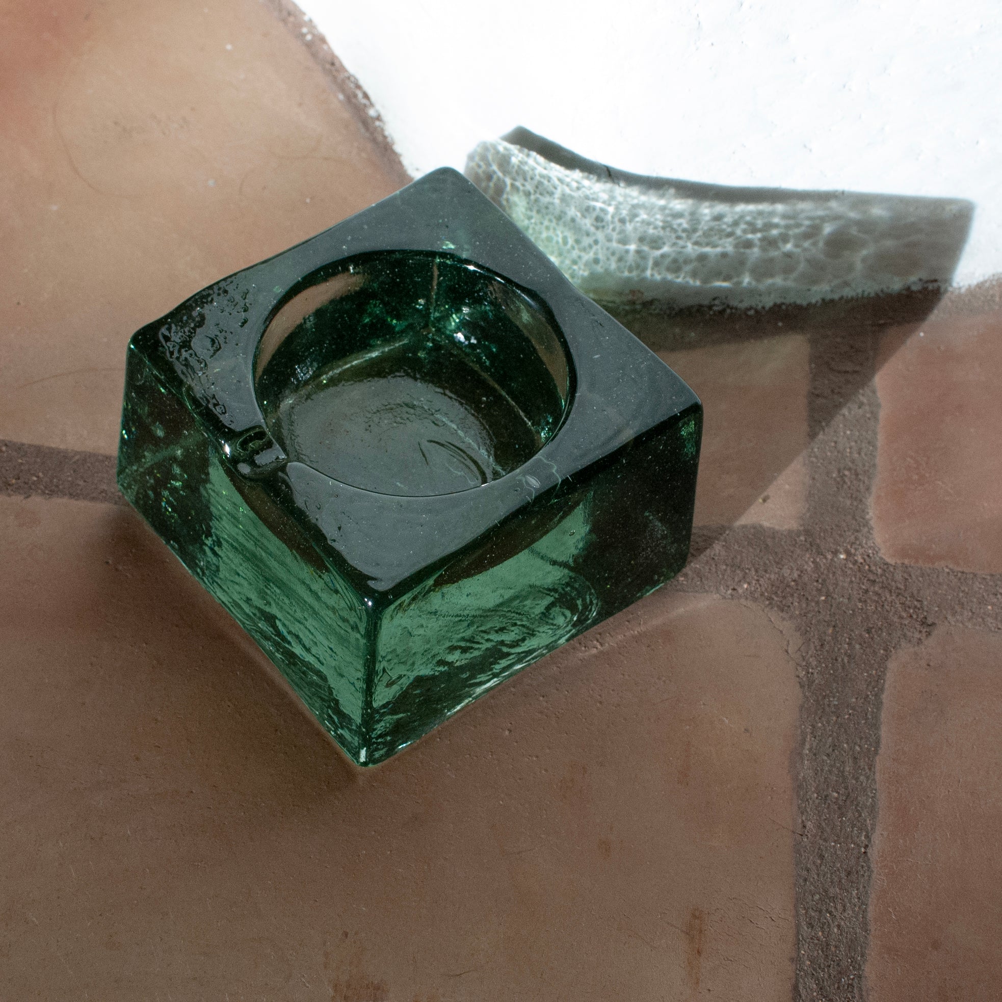 Emerald Square Glass Cigar Ashtray