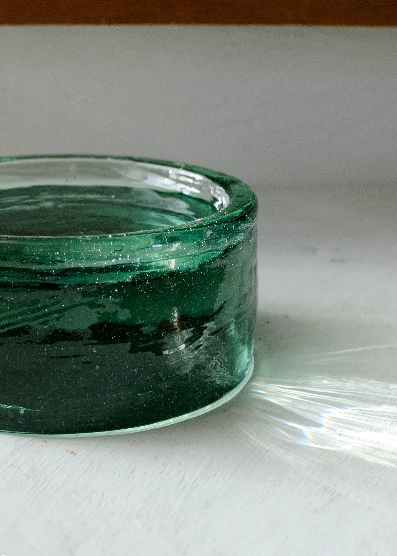Emerald Optical Glass Bowl