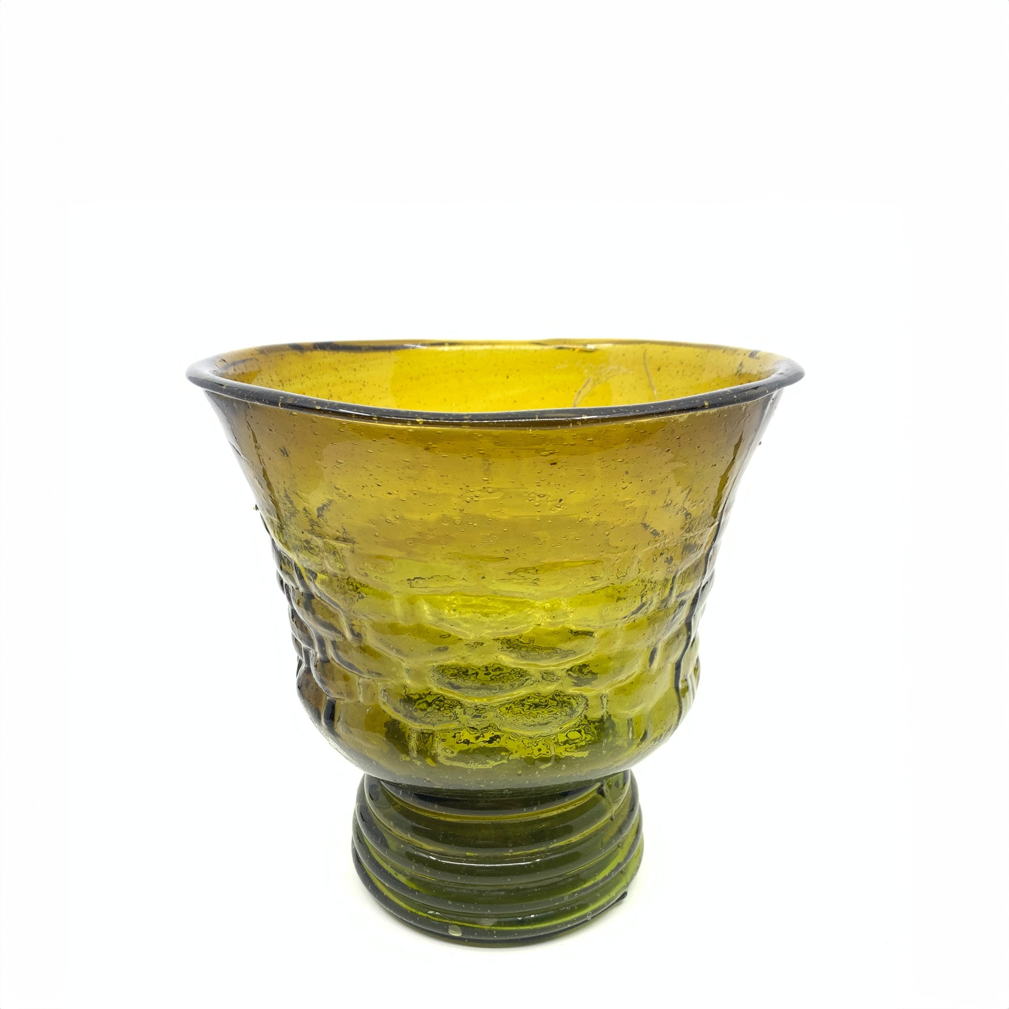 Burnt Yellow Poblano Pressed Glass Flower Vase