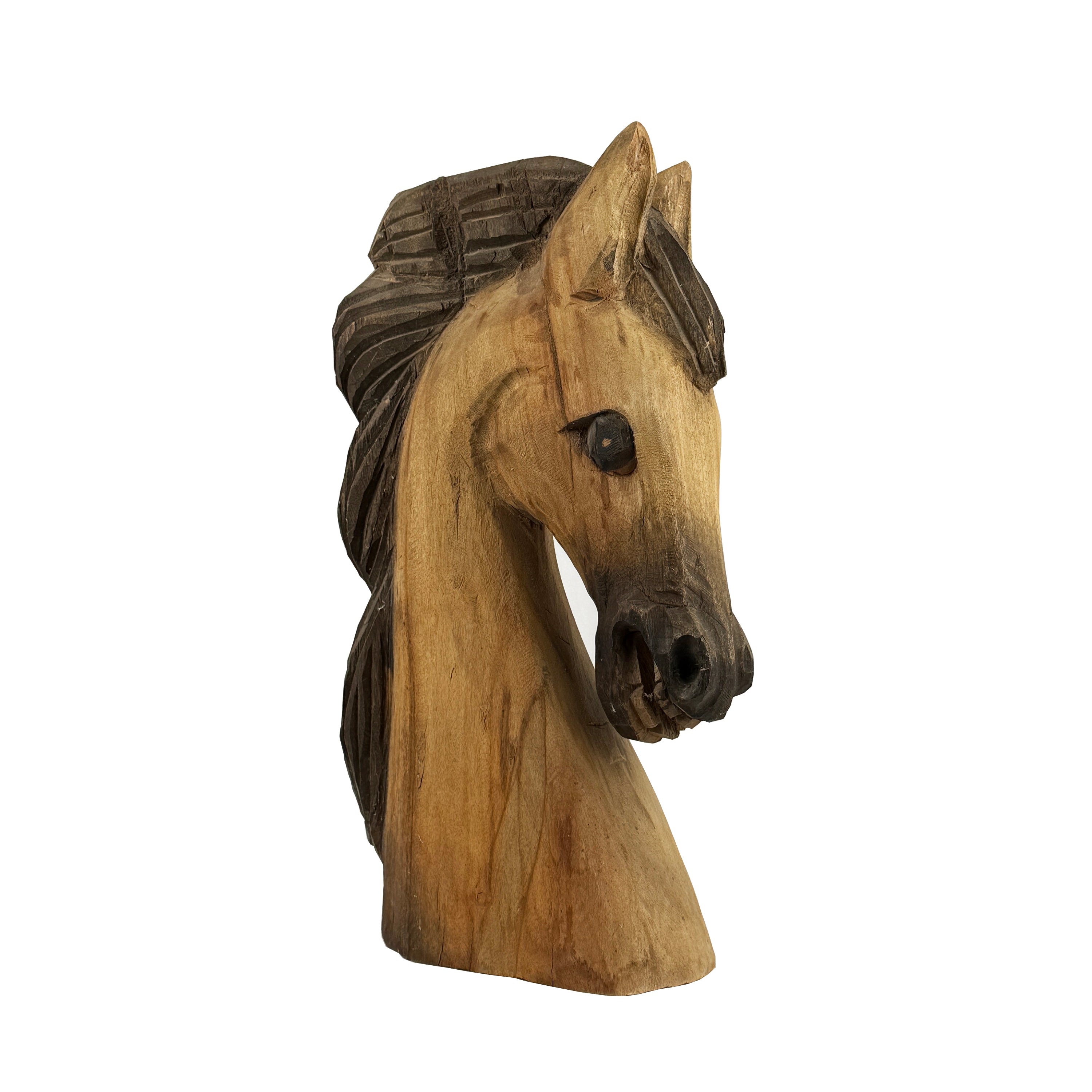Hand Carved Wooden Horse Bust
