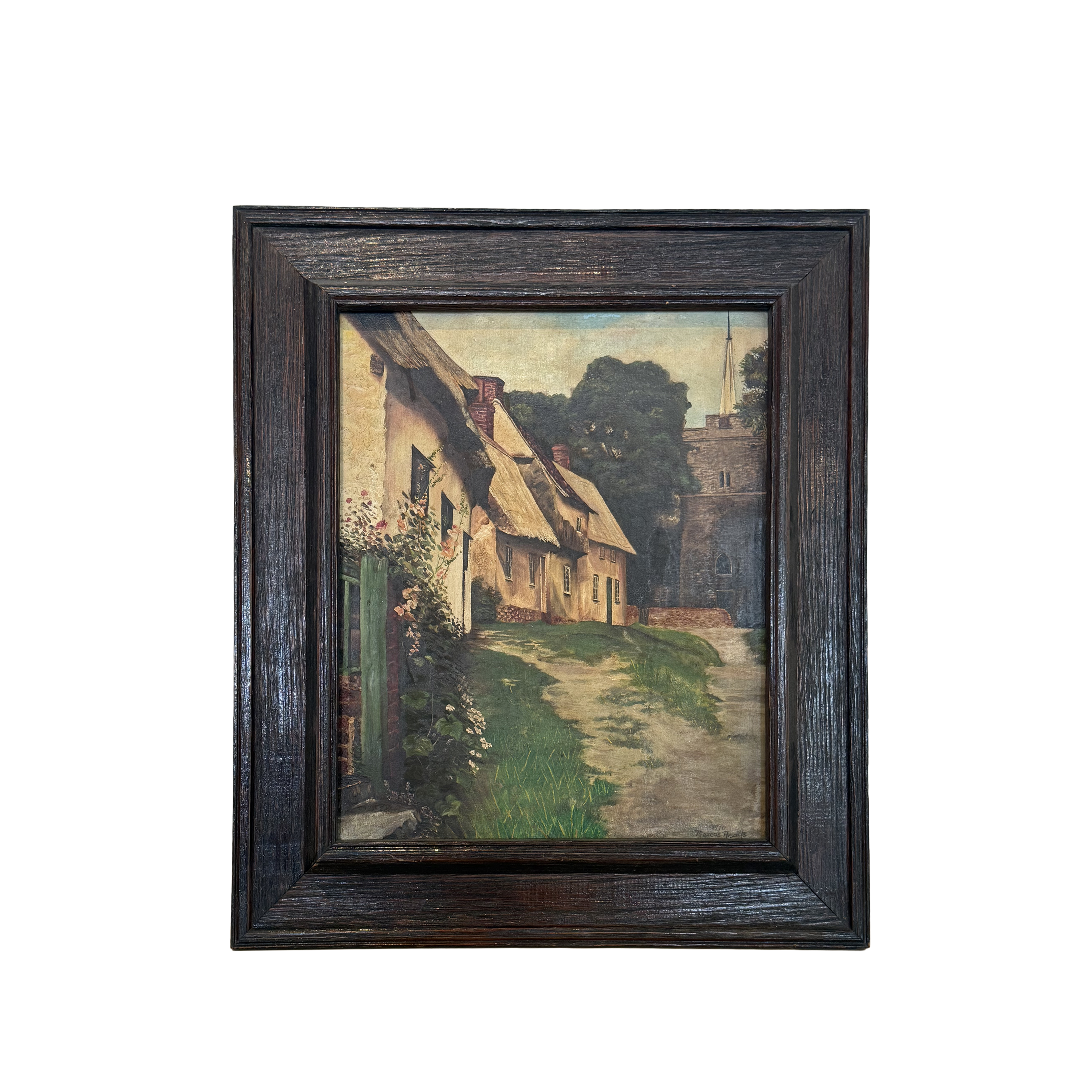 Townscape in Oil with Wooden Frame