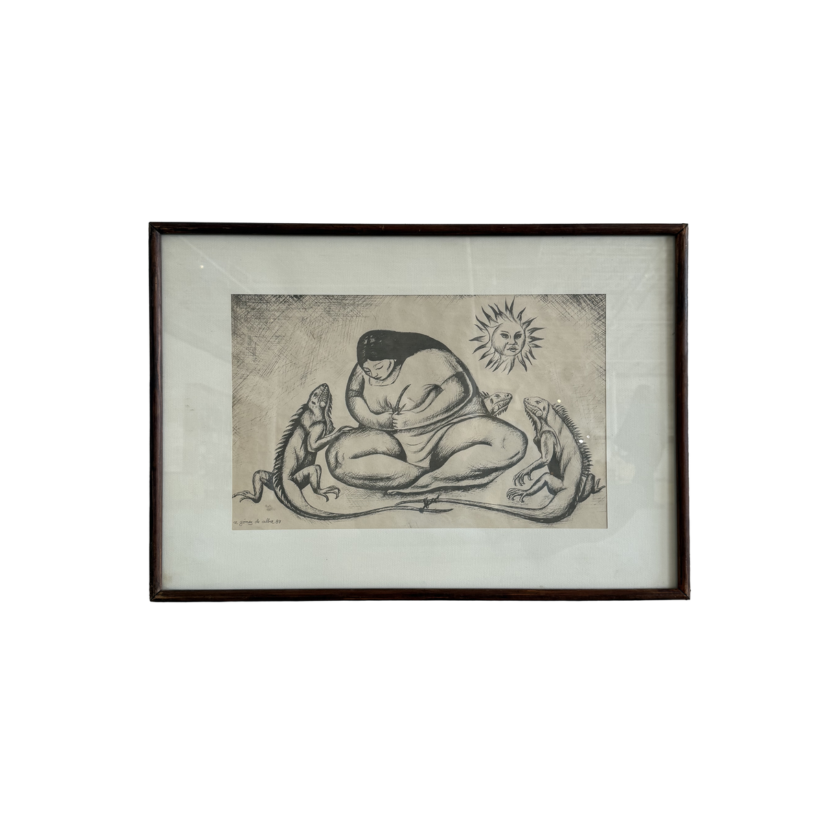 Xerograph of a Woman with Iguanas by Armando Gomez de Alba
