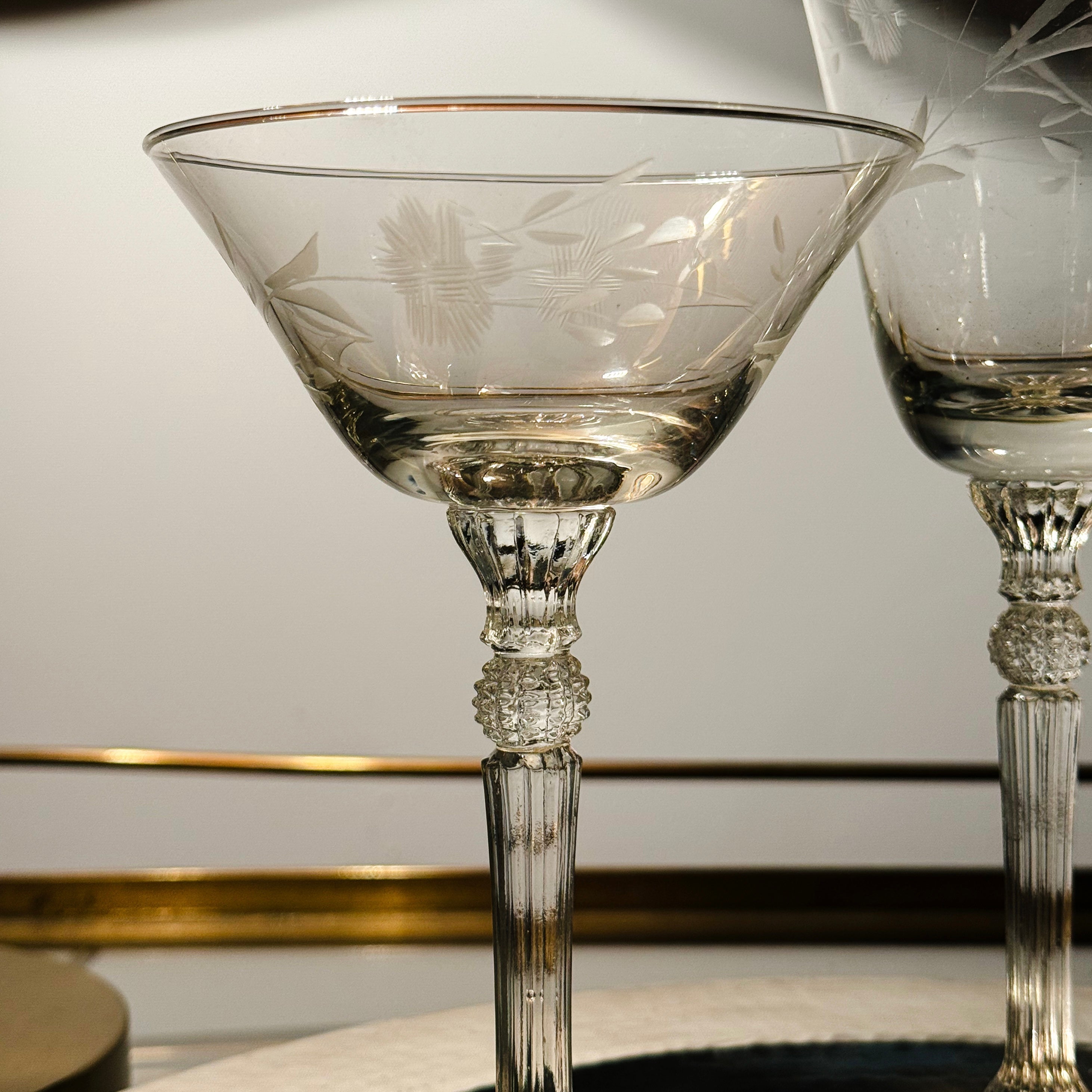 Vintage Set of 30 Pepita Etched Glassware Pieces