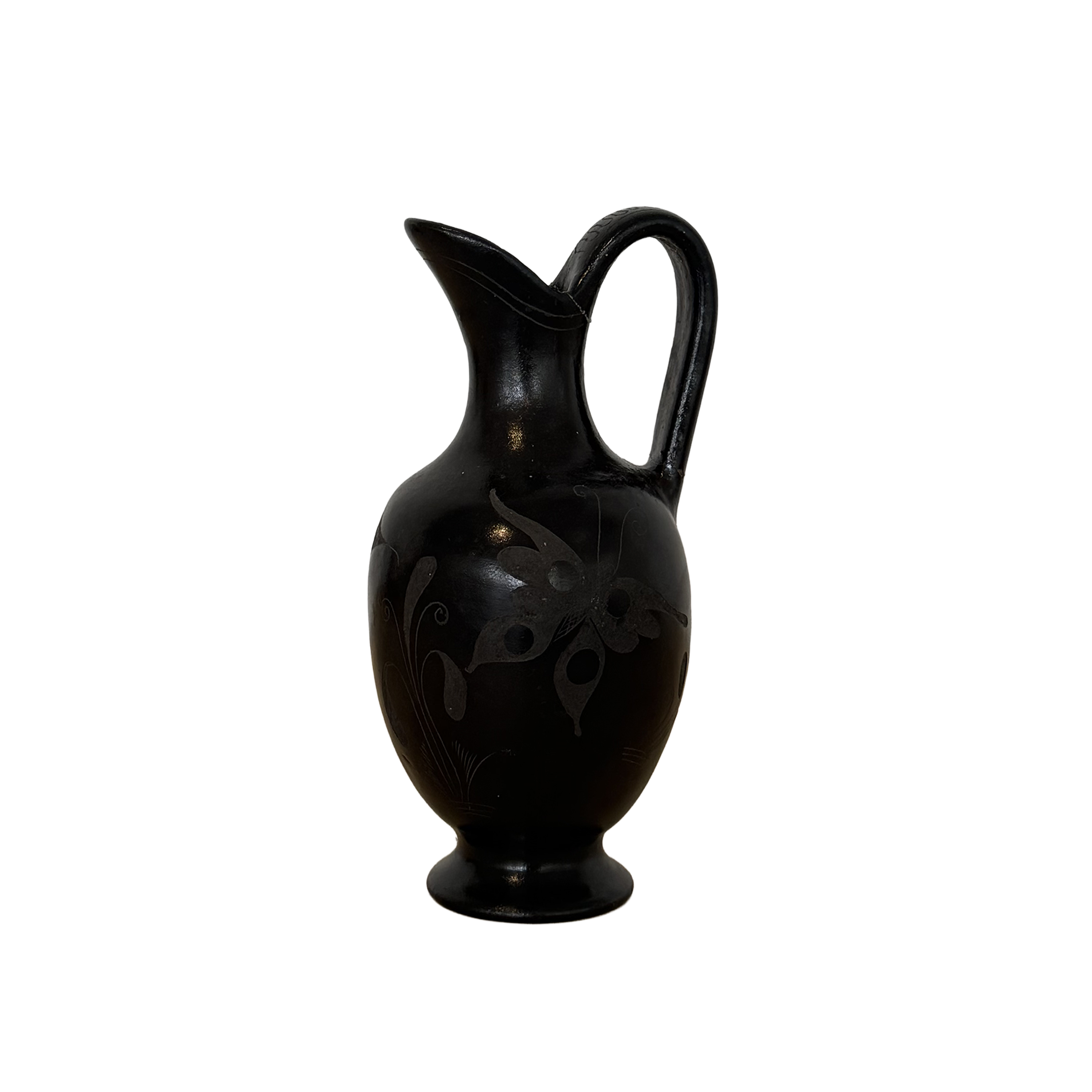 Small Black Clay Pitcher by R. Mateos