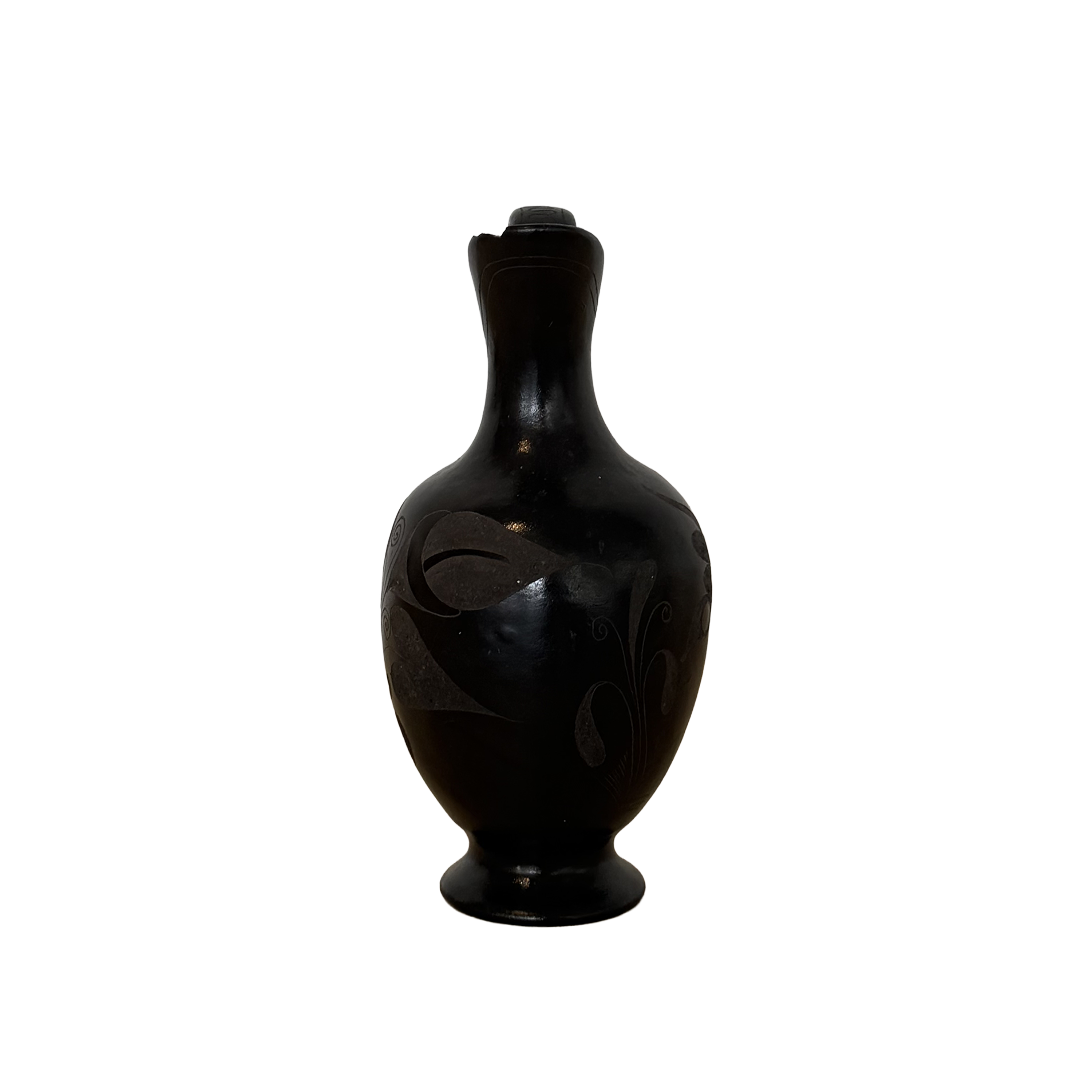 Small Black Clay Pitcher by R. Mateos