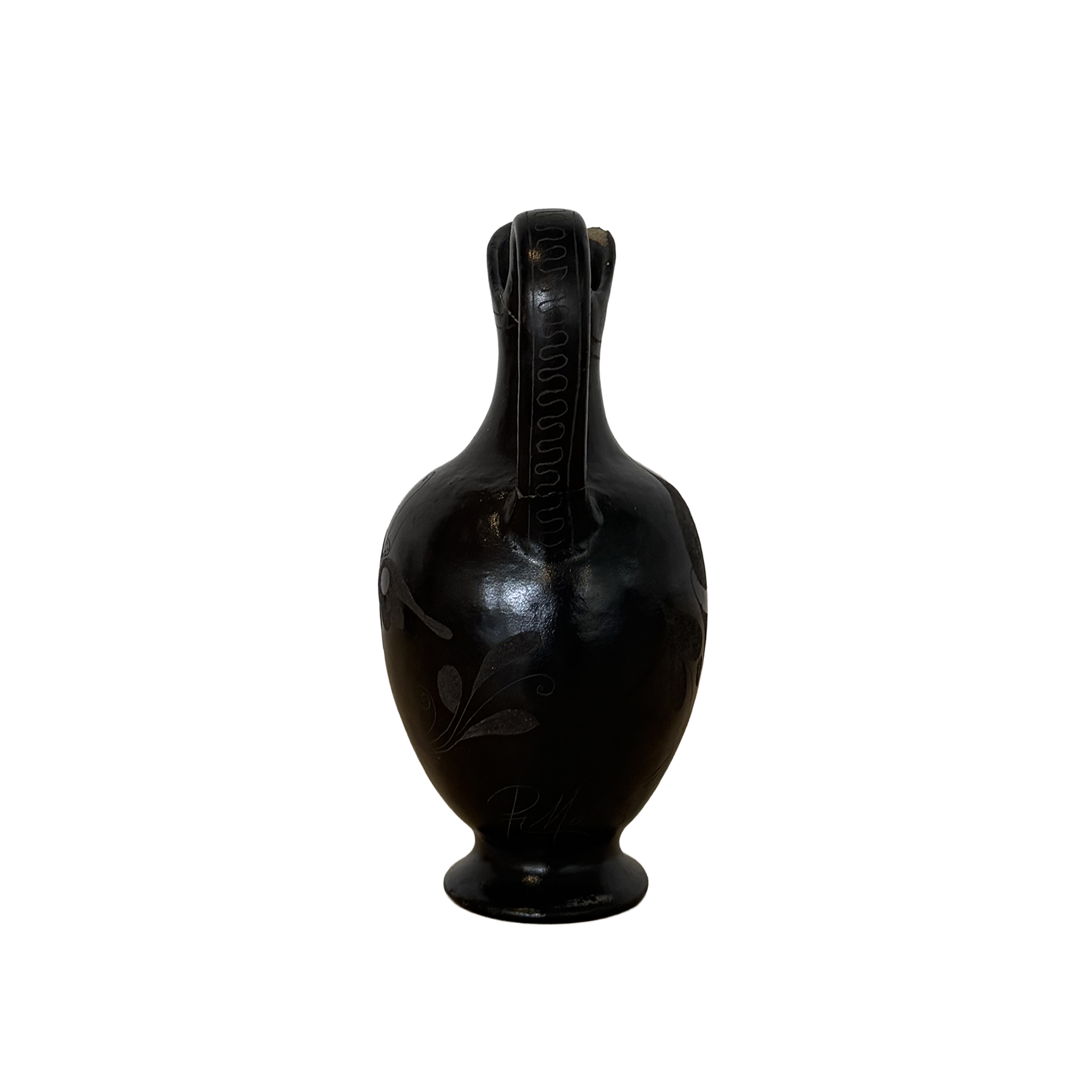 Small Black Clay Pitcher by R. Mateos