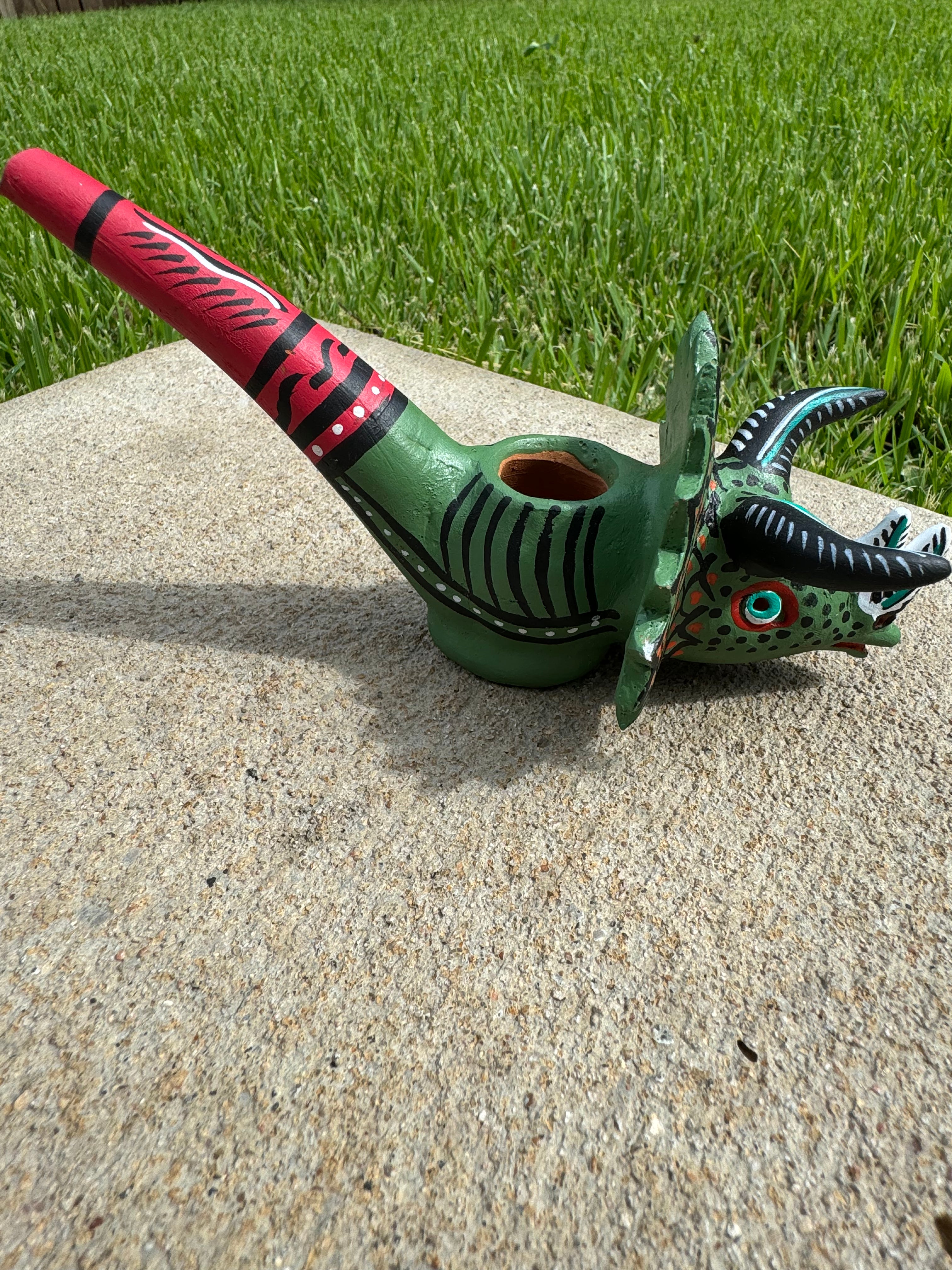 Painted clay Alebrije Devil Pipes from Ocumicho