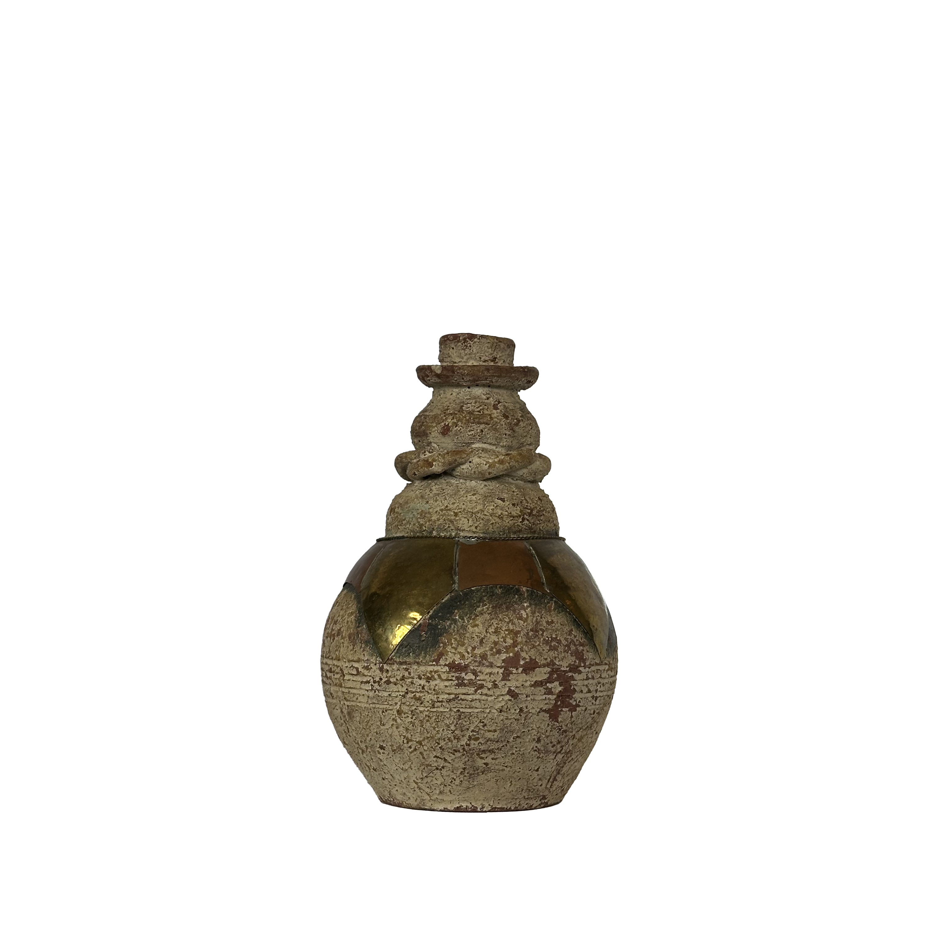 Set of 3 Ceramic and Metal Vases