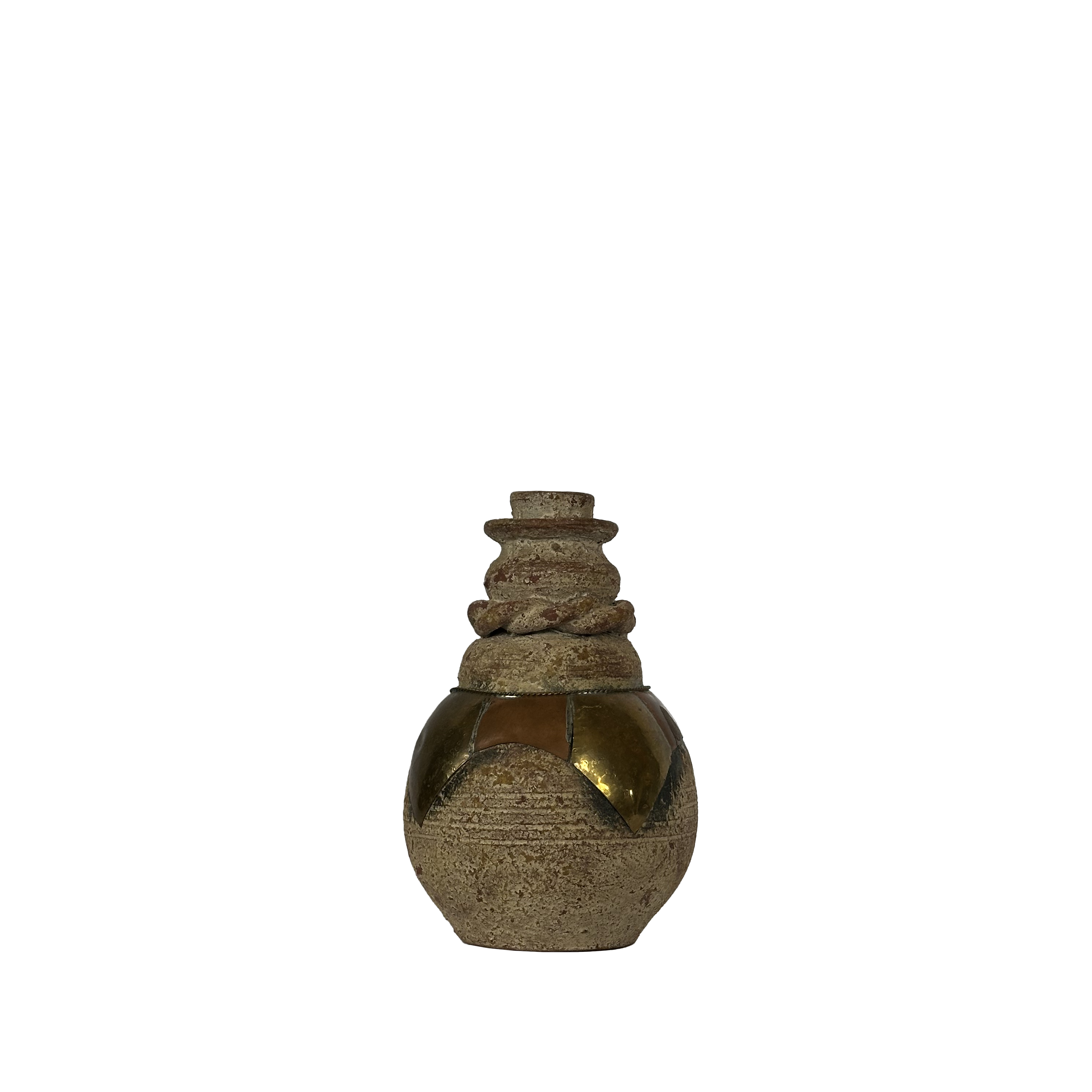 Set of 3 Ceramic and Metal Vases
