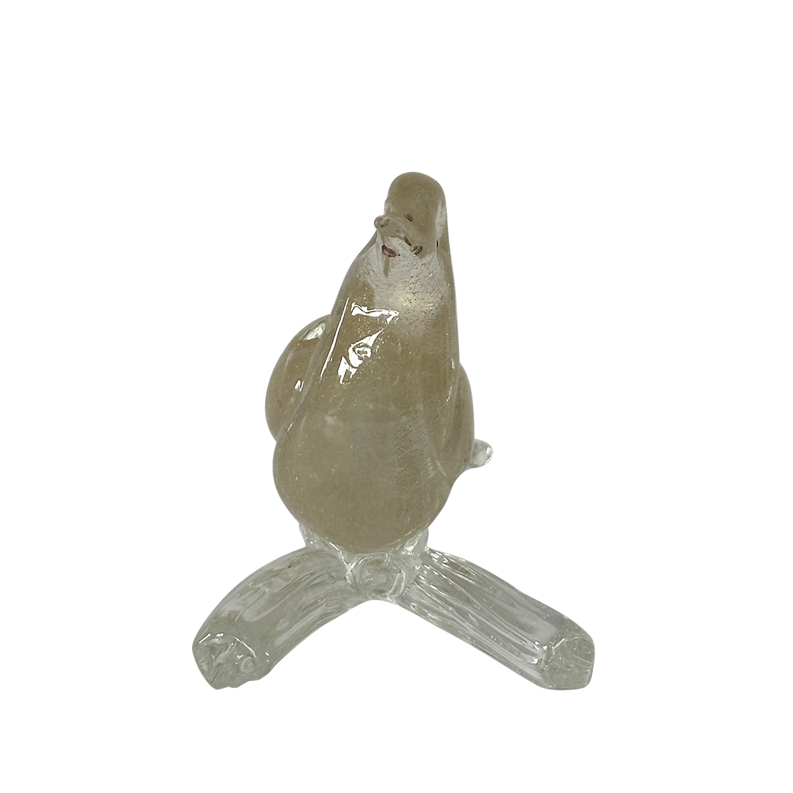 Small, Clear Glass Bird with Golden Flecks