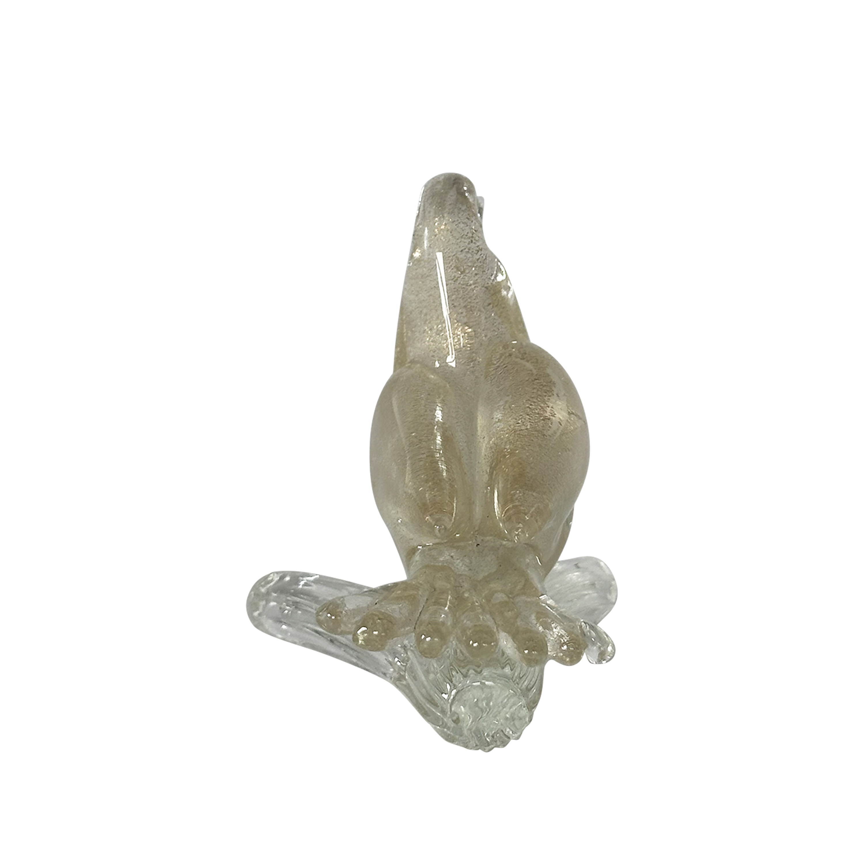 Small, Clear Glass Bird with Golden Flecks