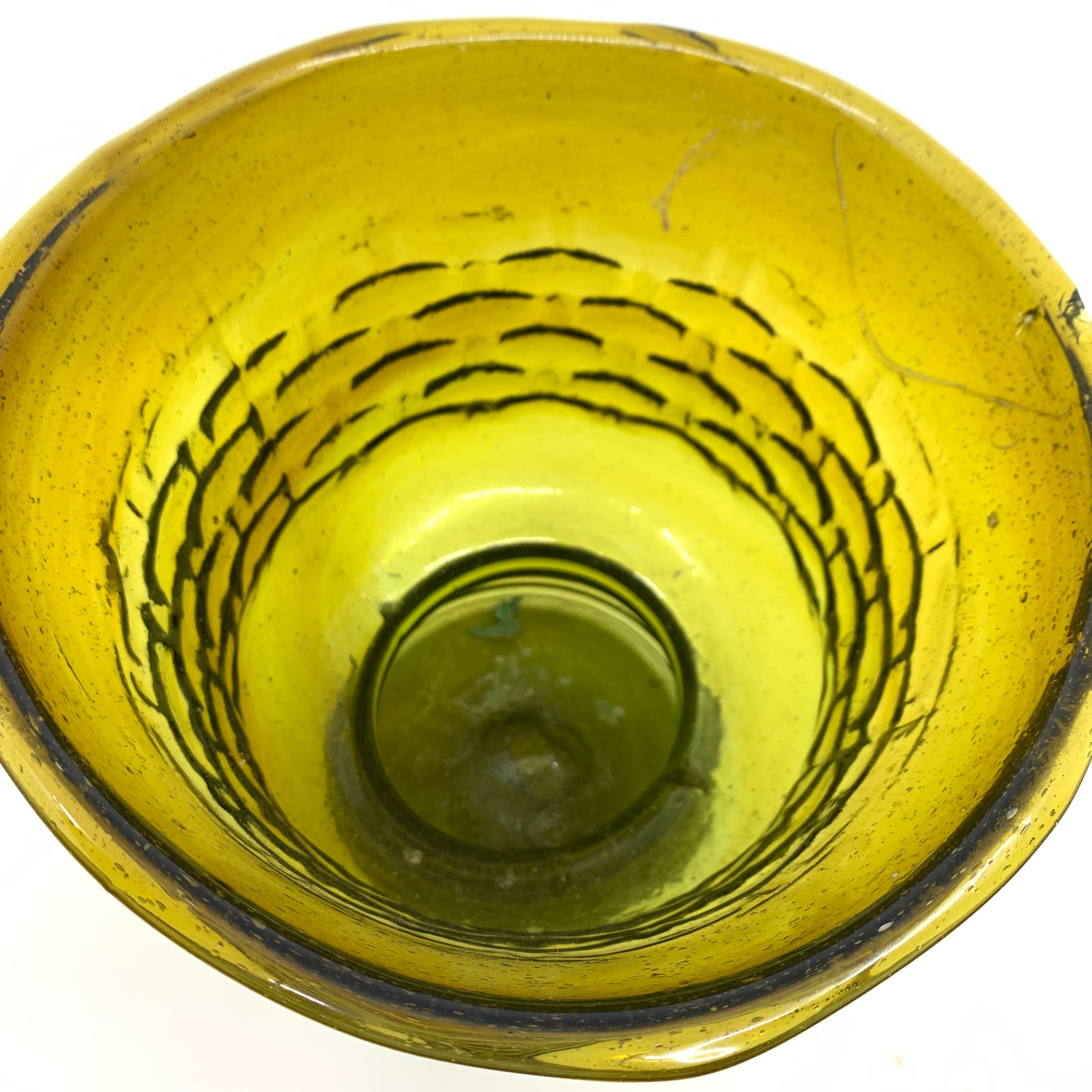 Burnt Yellow Poblano Pressed Glass Flower Vase