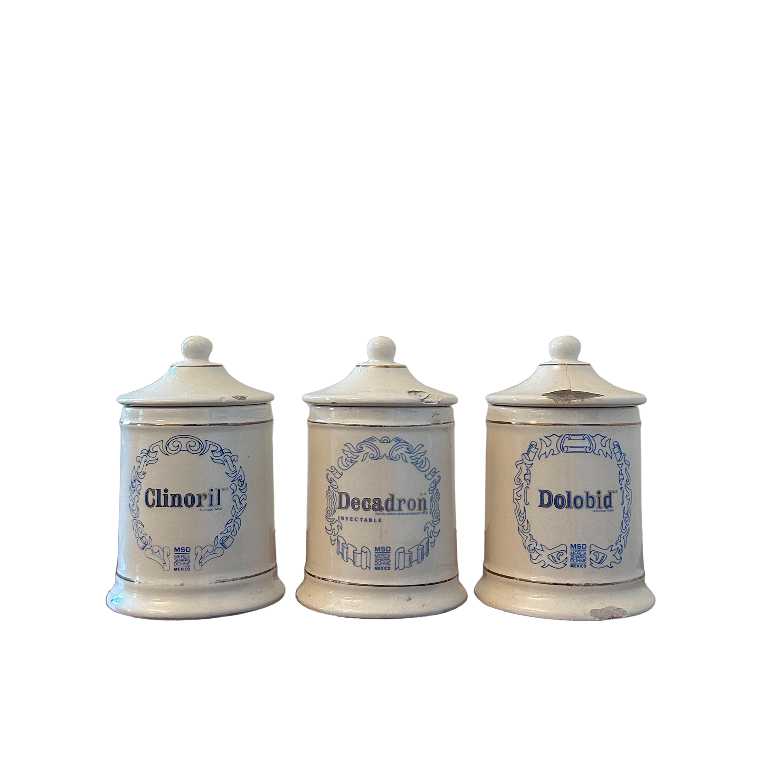 Vintage Ceramic Apothecary Jars (Sold as Set)