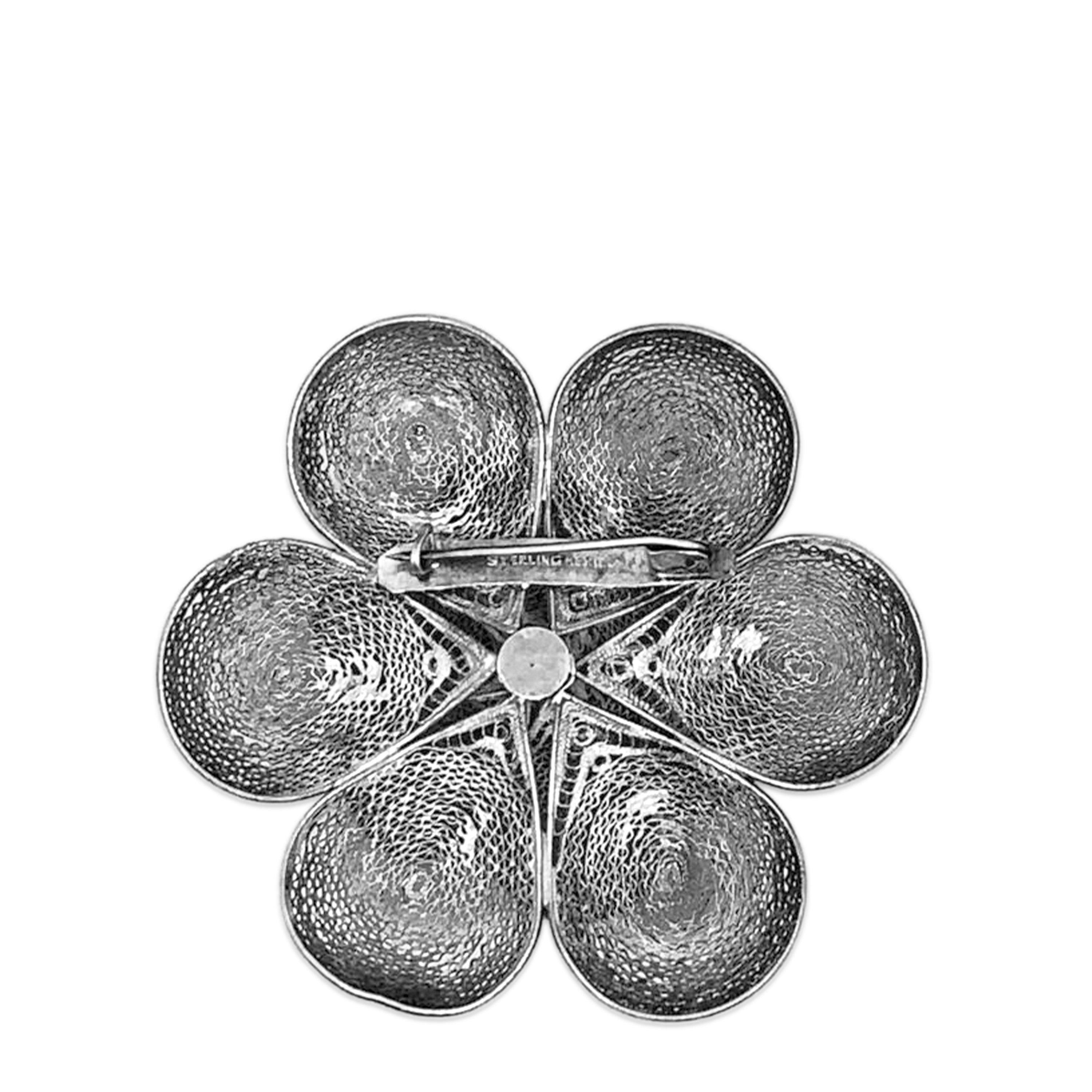 Silver Filigree Flor de Mayo Brooch. C. 1960's