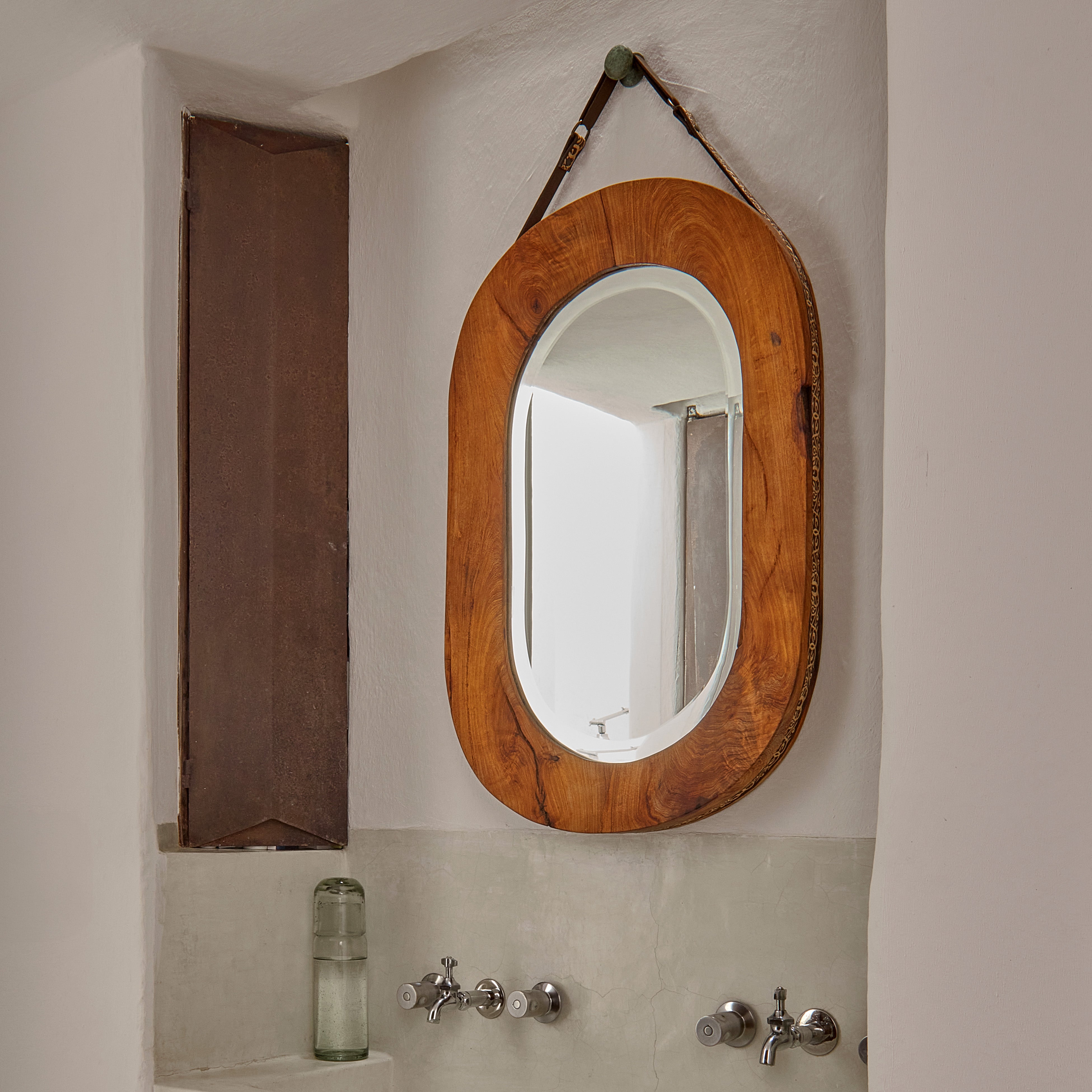 Montura Oval Beveled Mirror with Piteado Belt