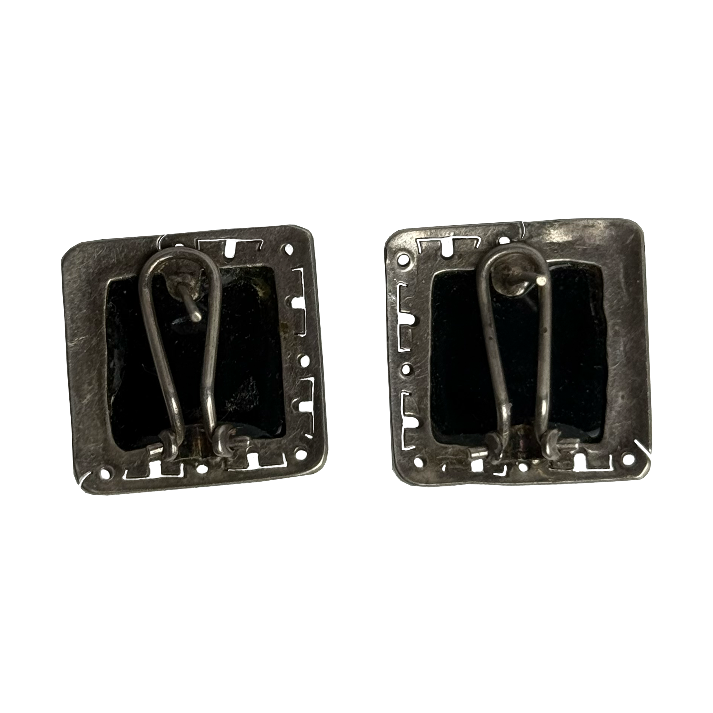 Vintage Silver and Black Obsidian Earrings