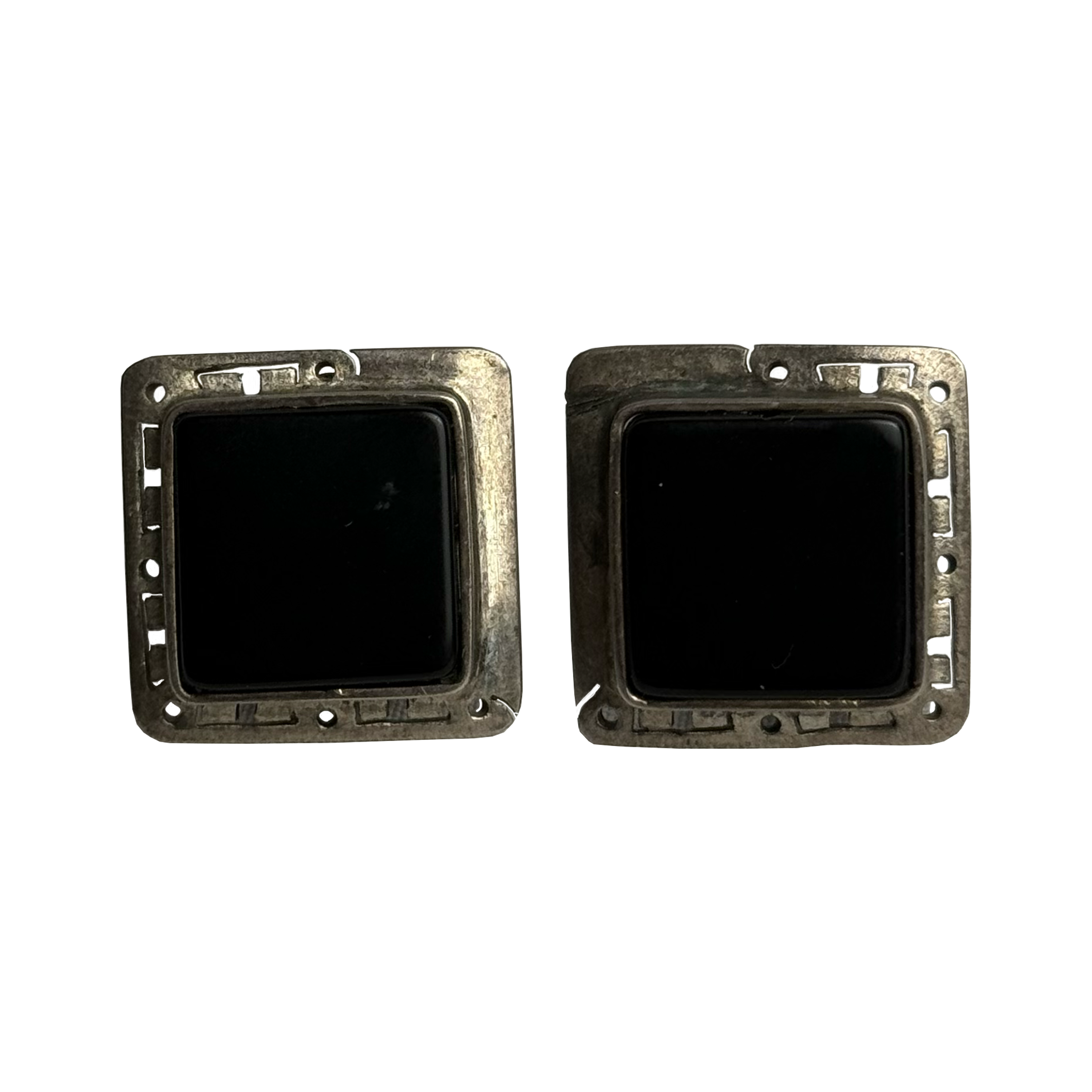 Vintage Silver and Black Obsidian Earrings