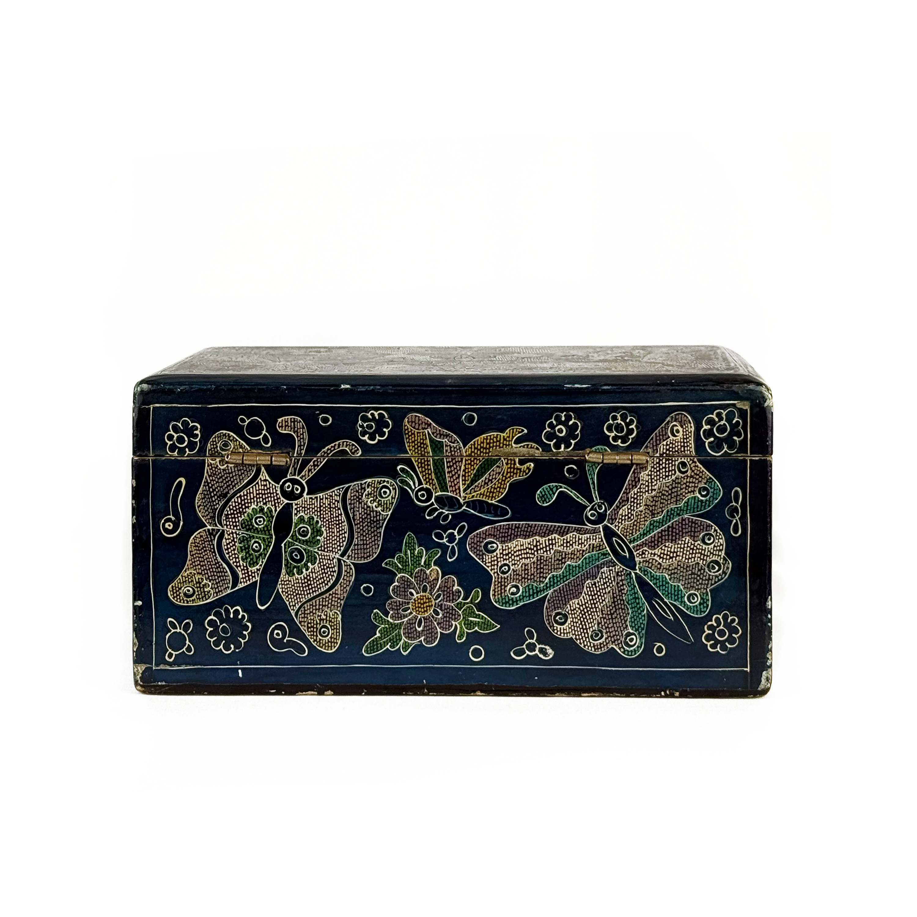 Polychrome Olinalá Box with Butterflies