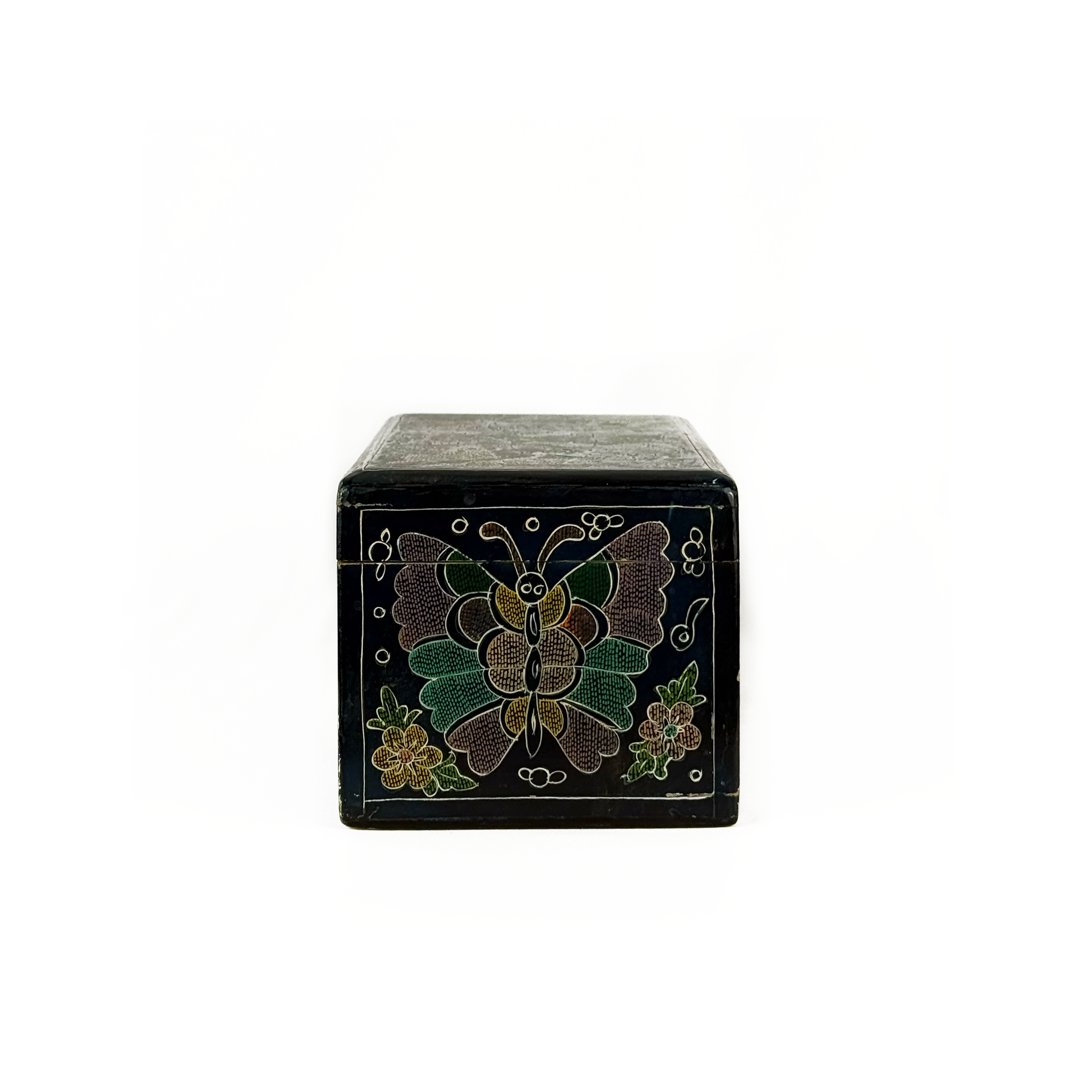 Polychrome Olinalá Box with Butterflies