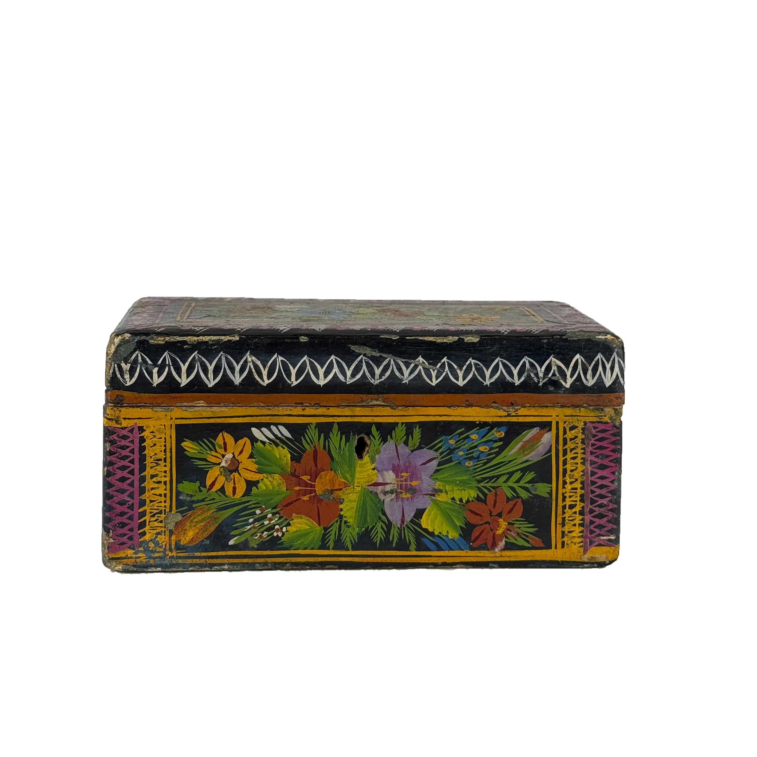 Olinalá Box with Floral and Geometric Design