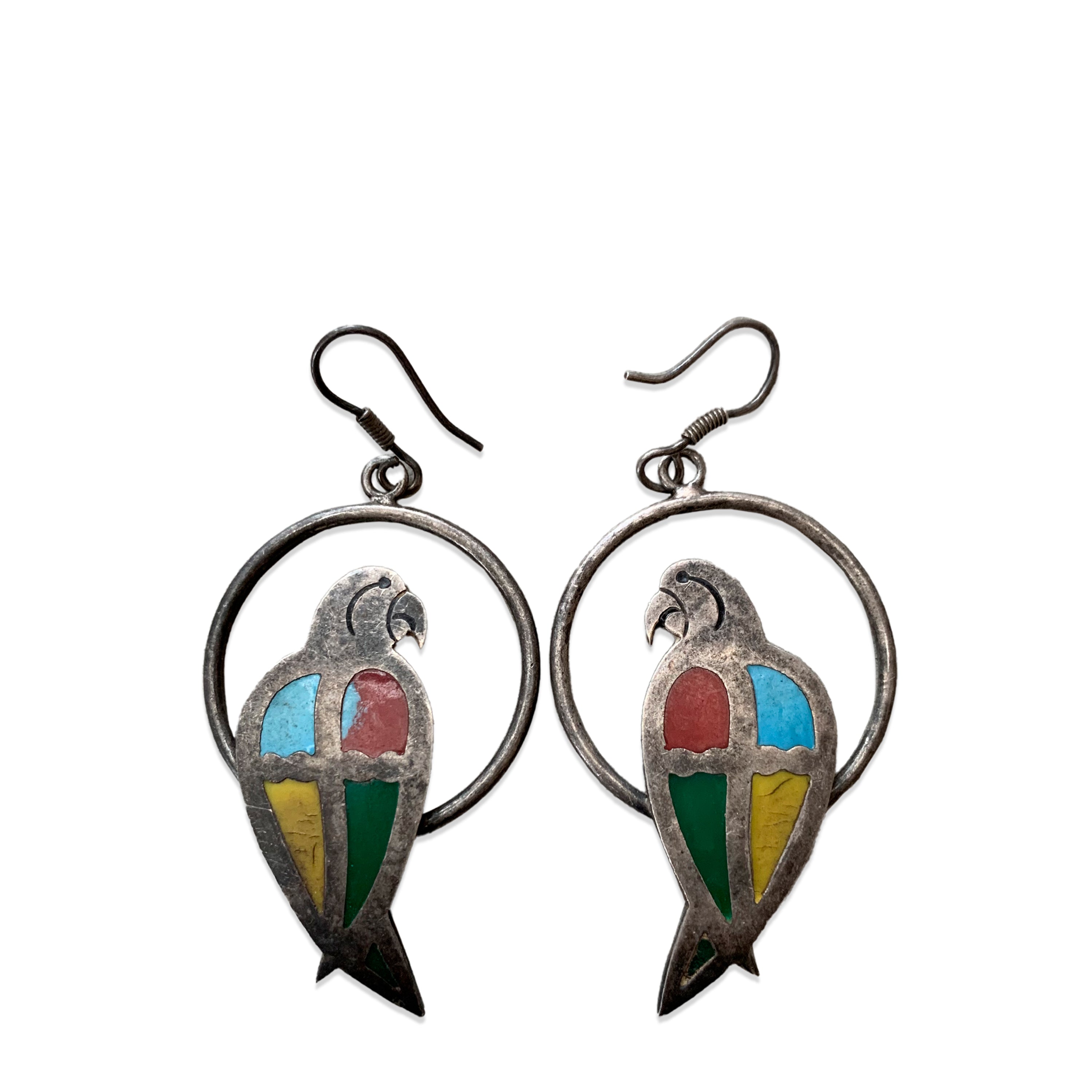 Silver Parrot Earrings. C. 1960's