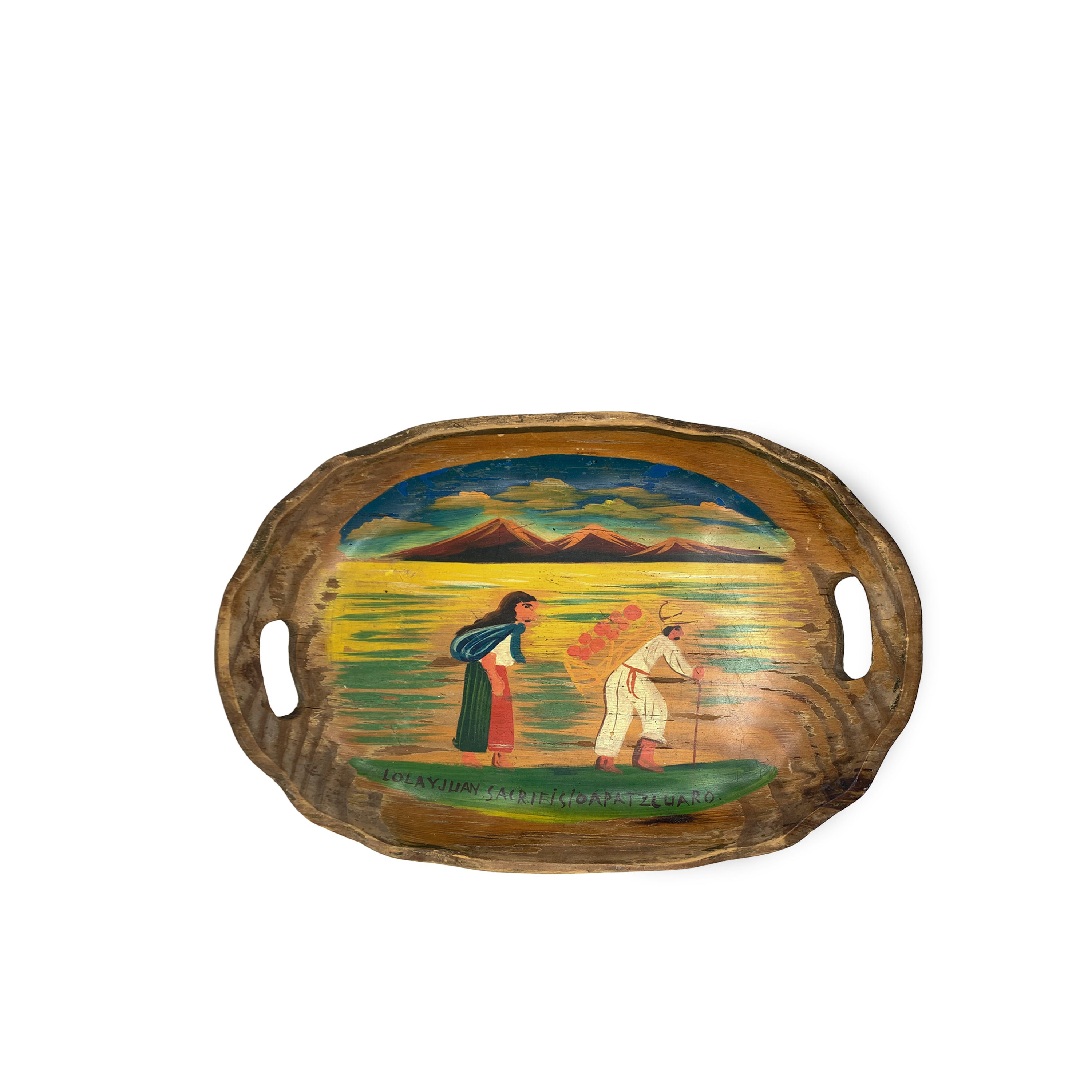 Painted Patzcuaro Pilgrimage Tray. C. 1940's