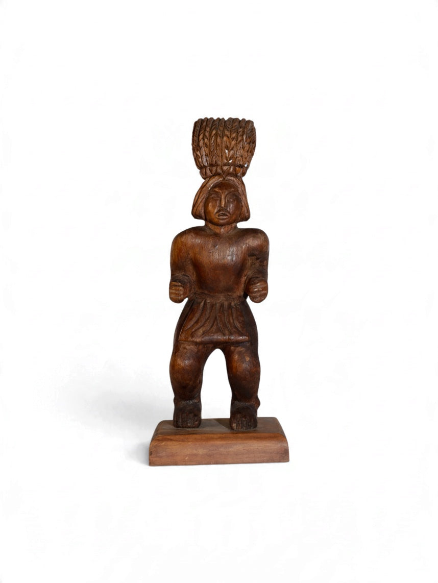 Sonoran Wooden Dancer Sculpture by Embajada Vintage, a handcrafted home decor piece featuring a stylized wooden dancer figure.
