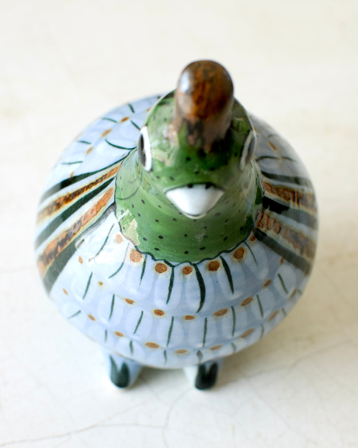 Embajada Craft El Palomar Quail home decor sculpture featuring detailed craftsmanship and natural quail design.