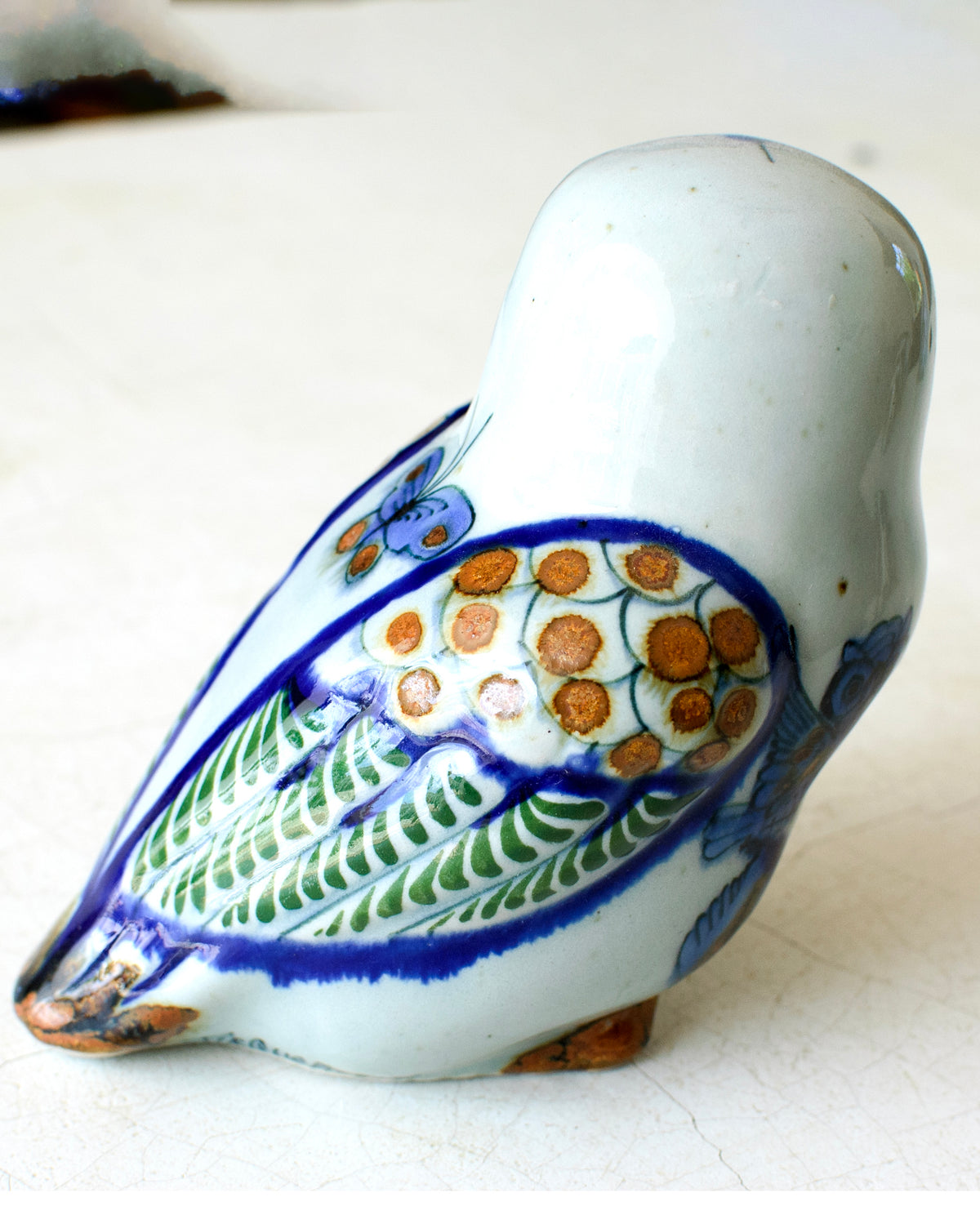 El Palomar Perched Owl home decor figurine by Embajada Craft, detailed ceramic owl sculpture for rustic or eclectic interiors