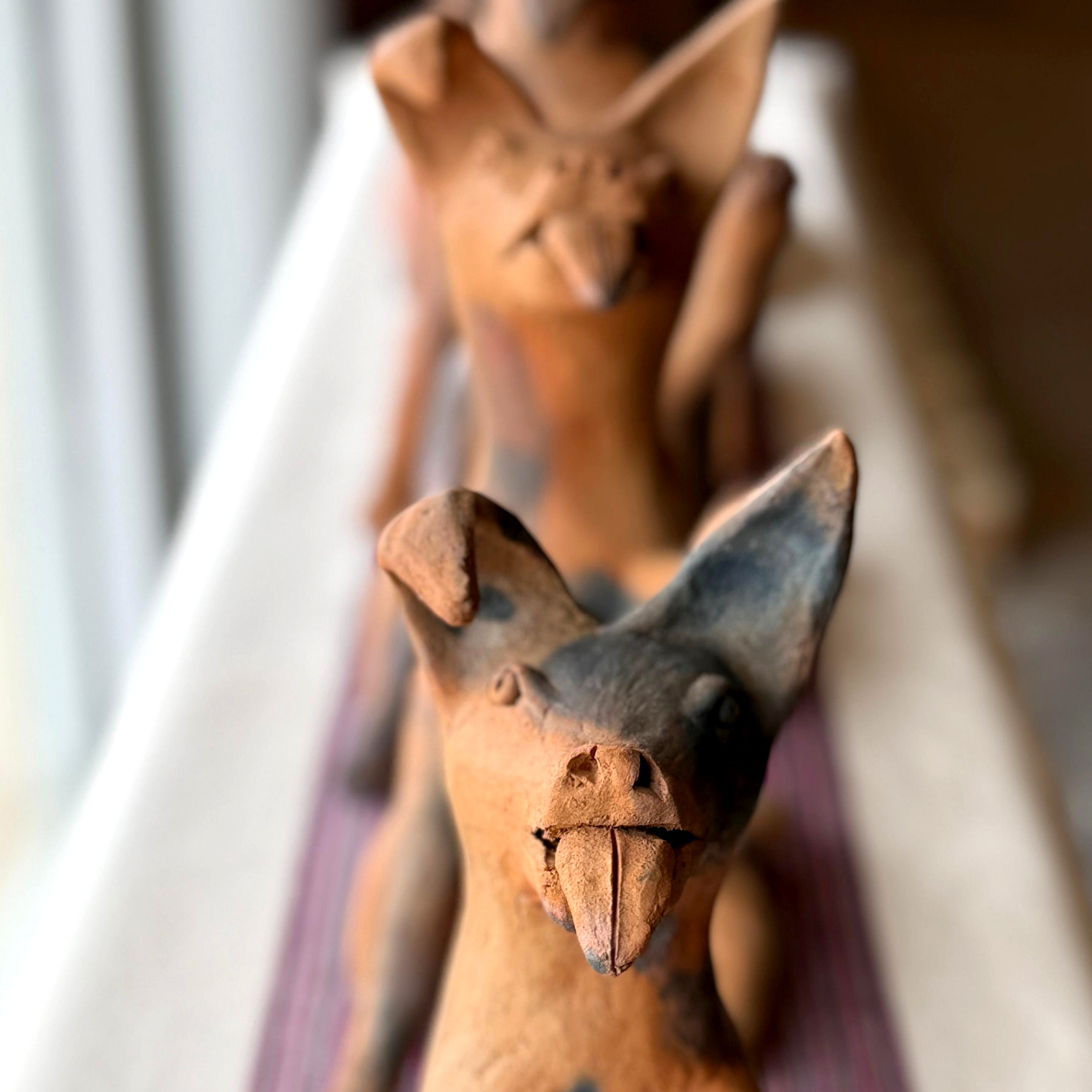 Set of Six Burnished Clay Xoloitzcuintles from Zipiajo
